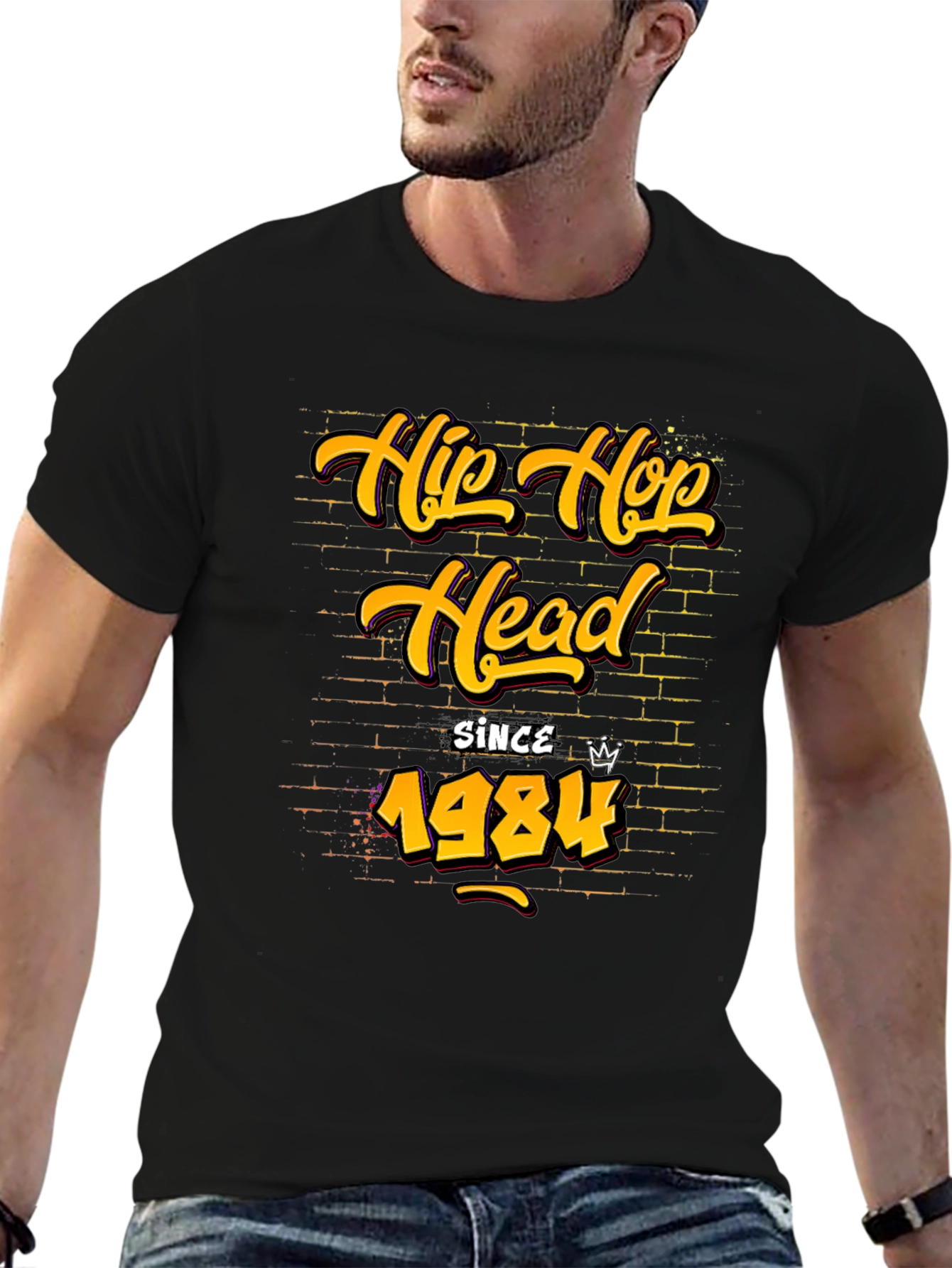 Black Hip Hop Head Since 1984 Graphic Tee view 6