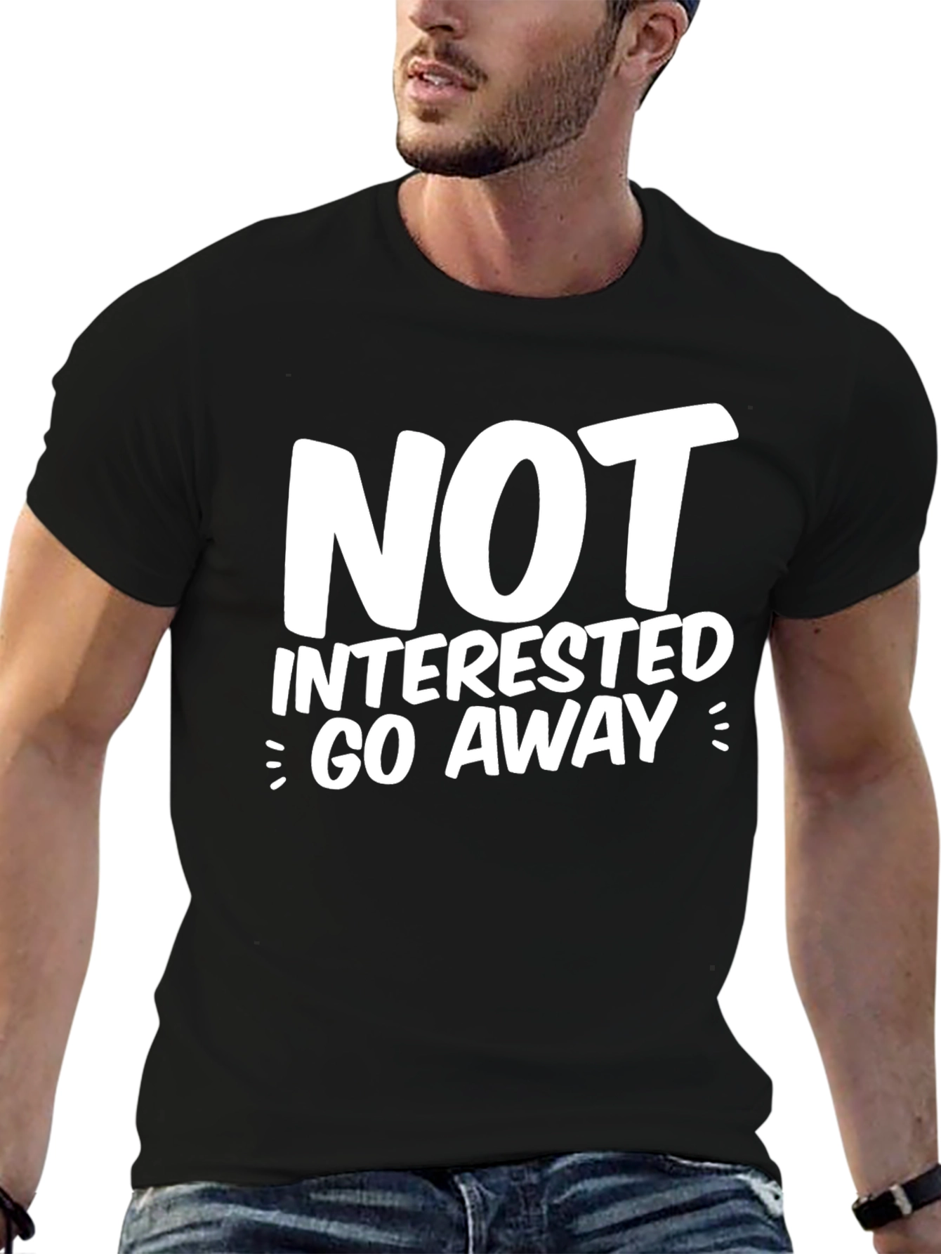 Black Not Interested Go Away Graphic Tee - Black view 6