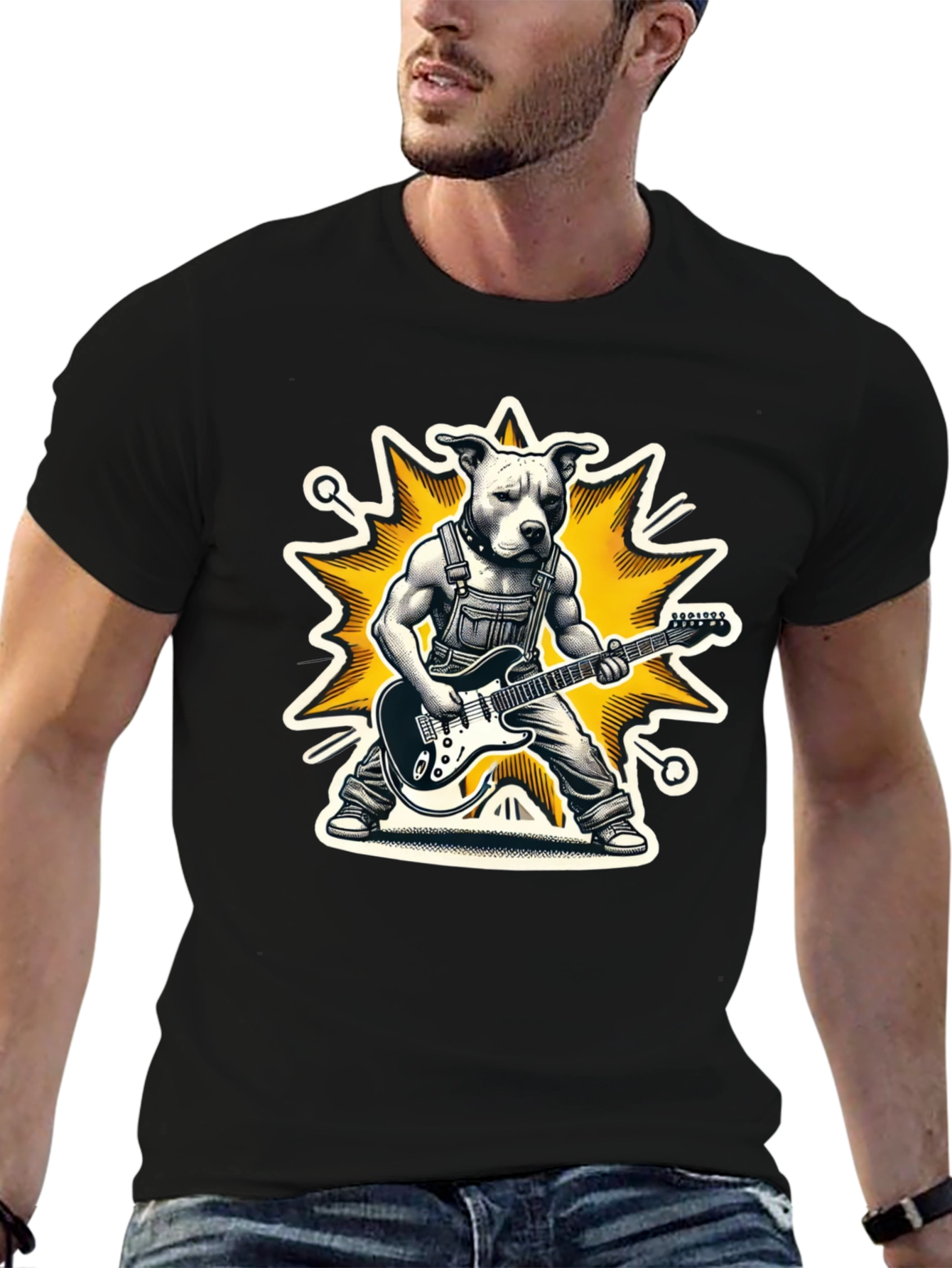 Black Dog Guitarist Graphic Tee - Rock On! view 6