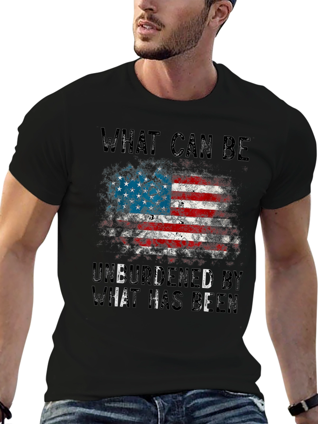 Black Patriotic T-Shirt - "What Can Be" American Flag Graphic view 6