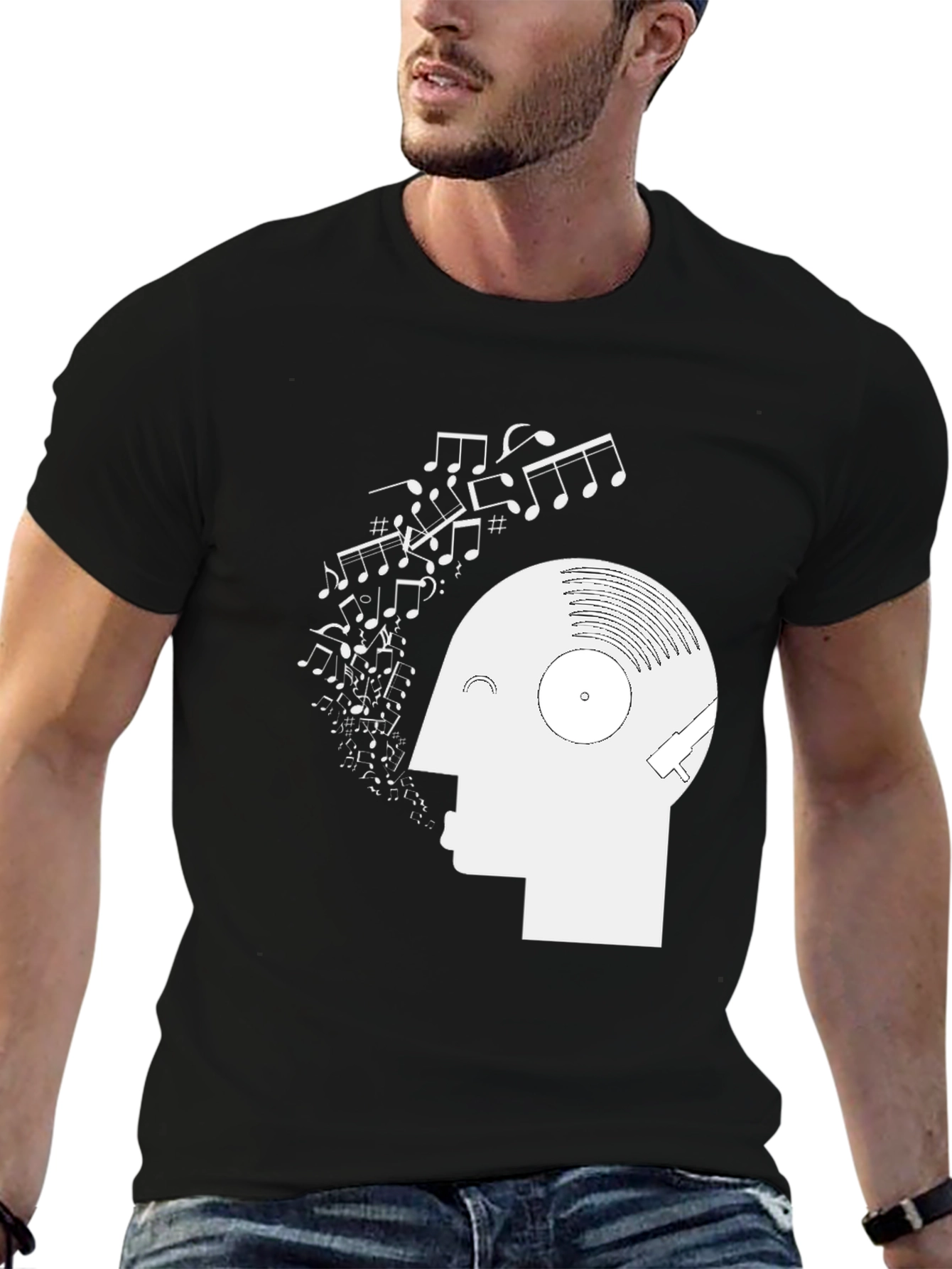 Black Musical Mind T-Shirt - Black Graphic Tee view 6