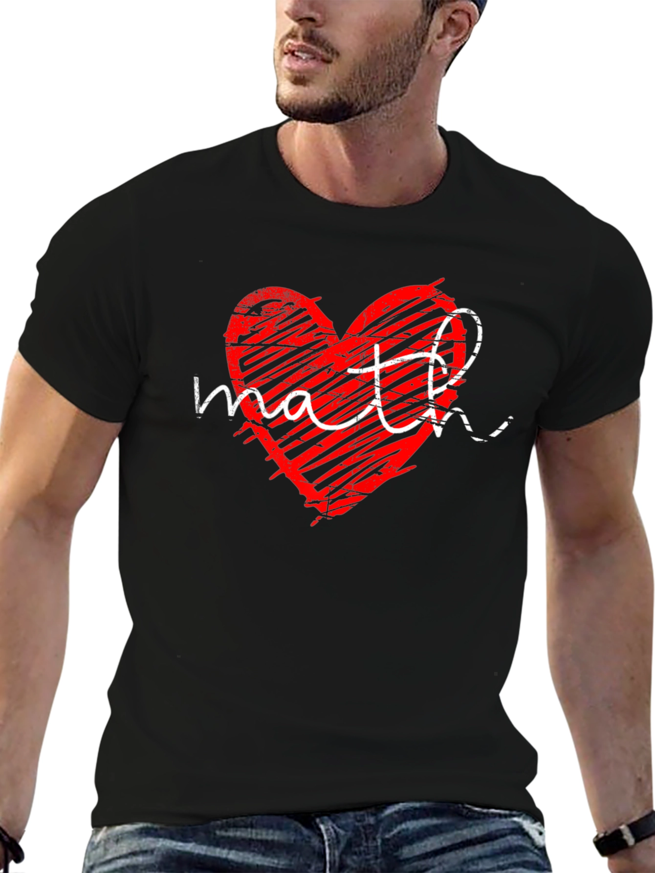 Black Math Heart Graphic T-Shirt - Perfect for Math Lovers view 6