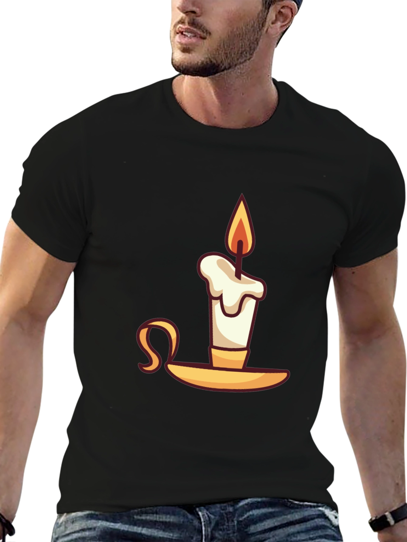 Black Novelty Candle Graphic T-Shirt view 6