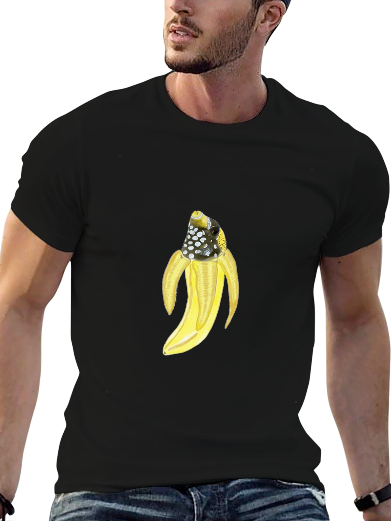 Black Banana Fish T-Shirt - Quirky Graphic Tee view 6