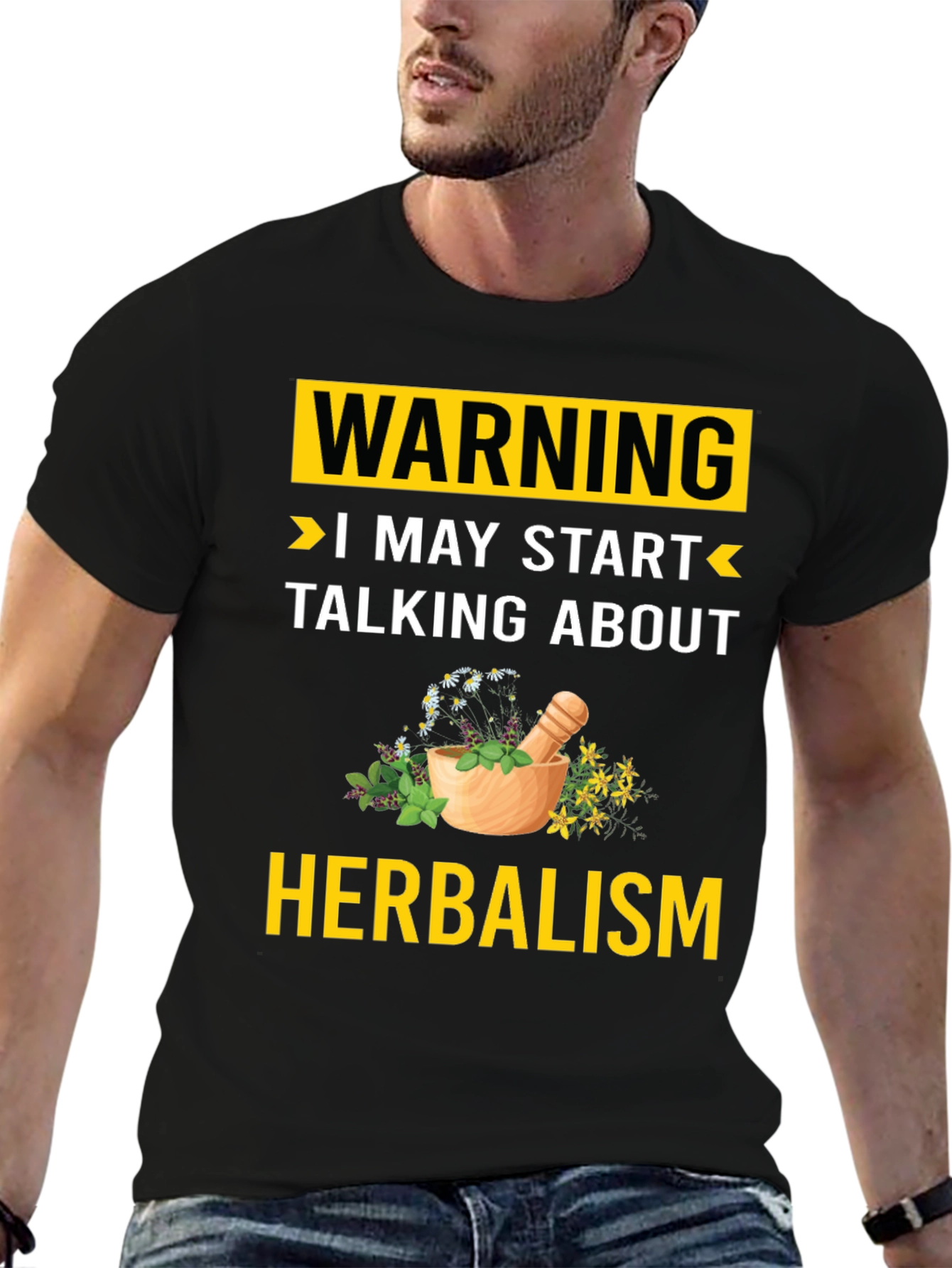 Black Herbalism Warning T-Shirt - Funny Herbalist Gift view 6