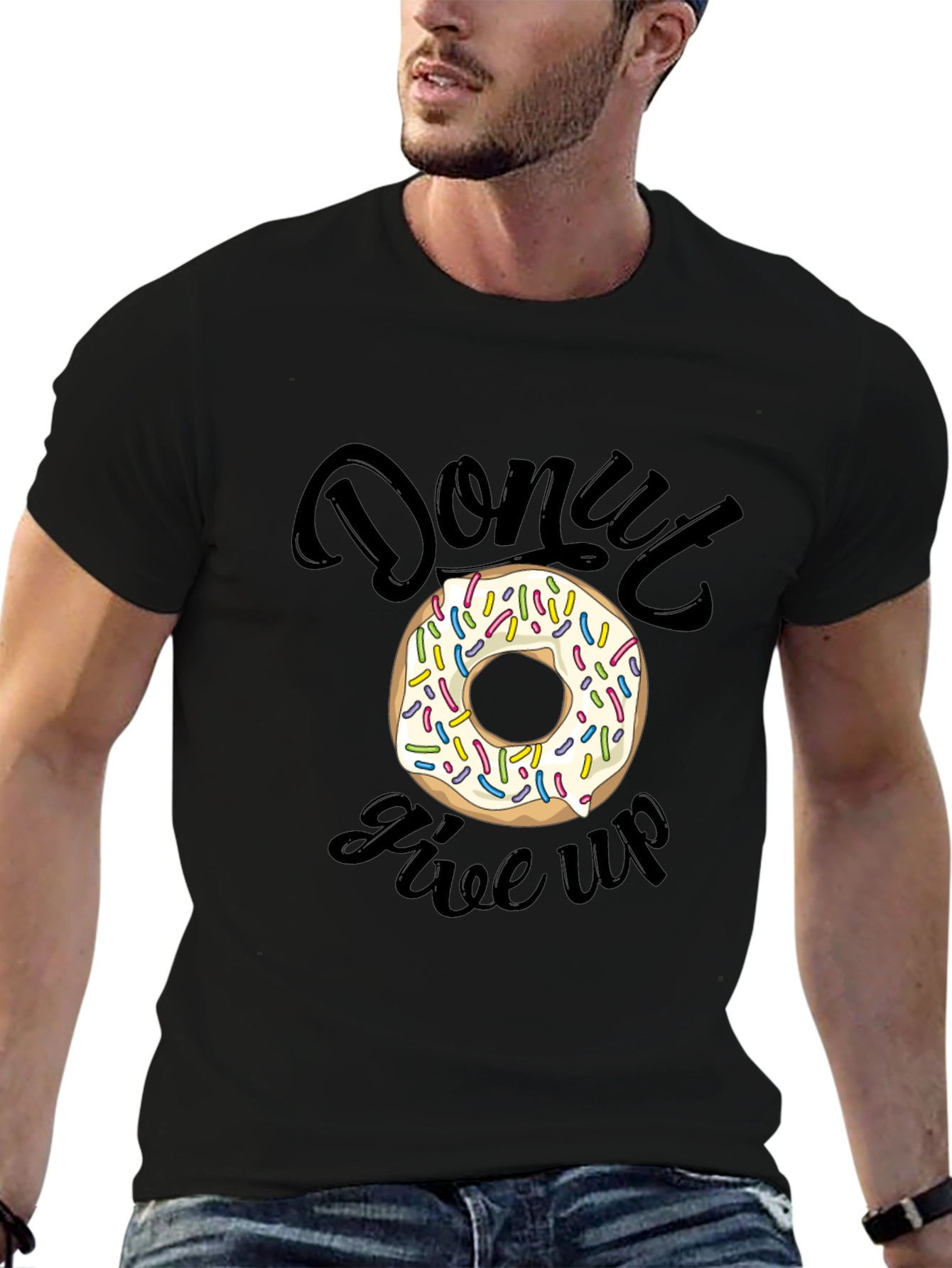 Black Donut Give Up Graphic Tee - Unisex T-Shirt view 6