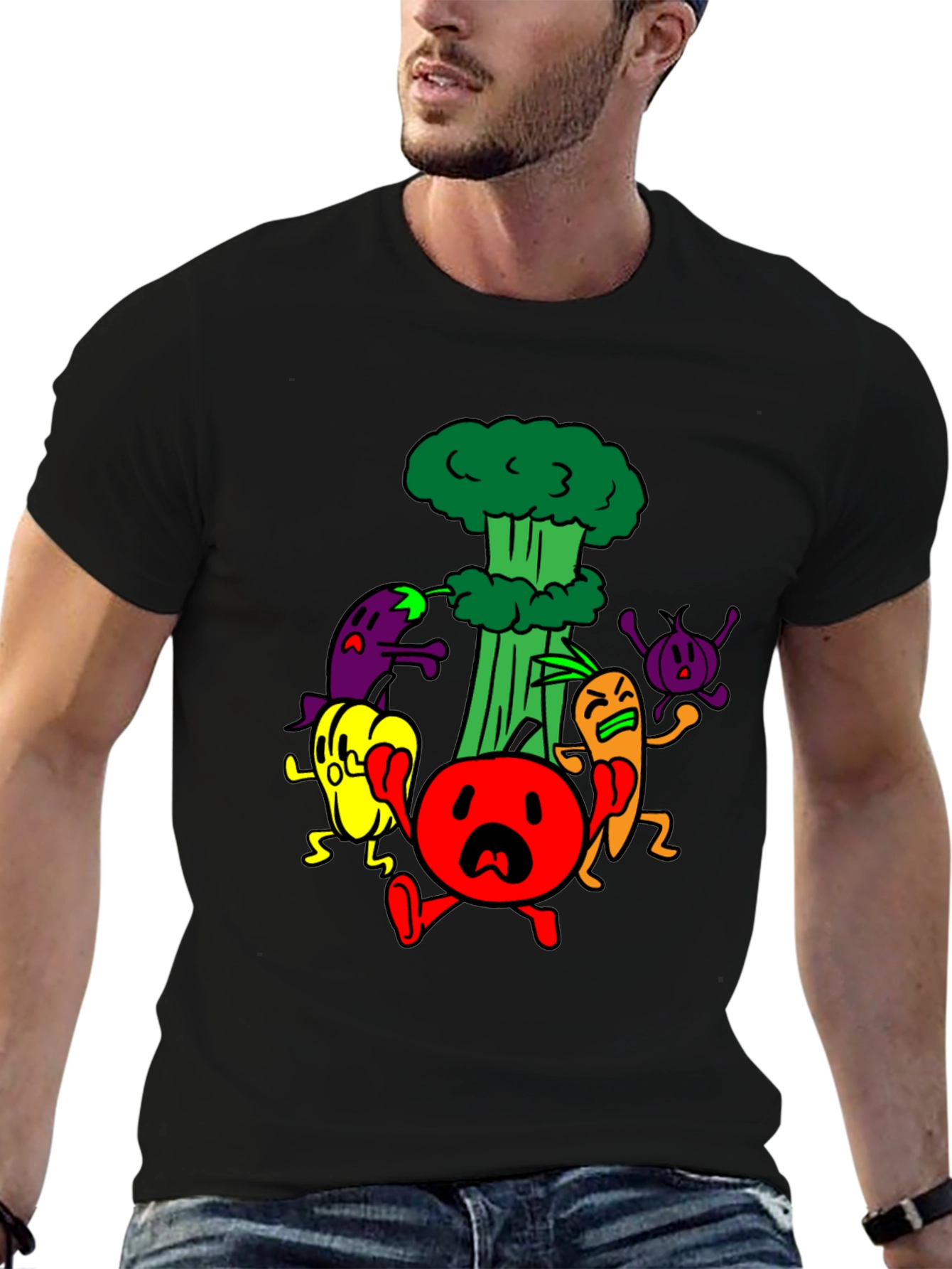 Cartoon Vegetable Panic T-Shirt - 6