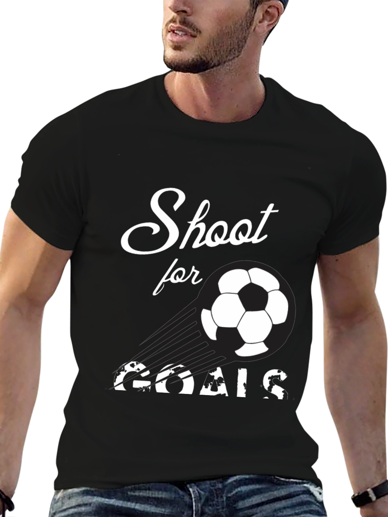 Black Shoot for Goals Soccer T-Shirt view 6