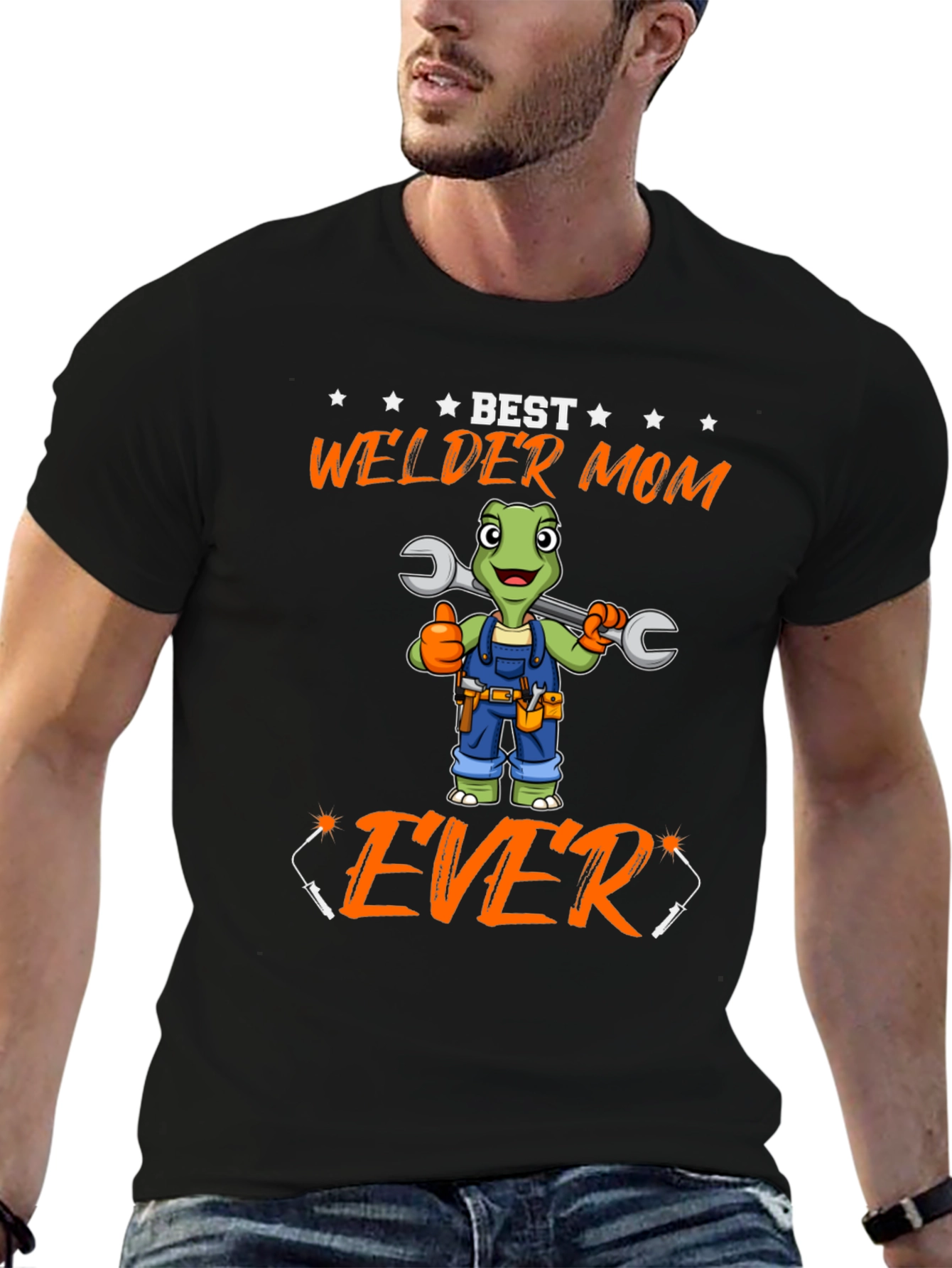 Black Best Welder Mom Ever T-Shirt view 6