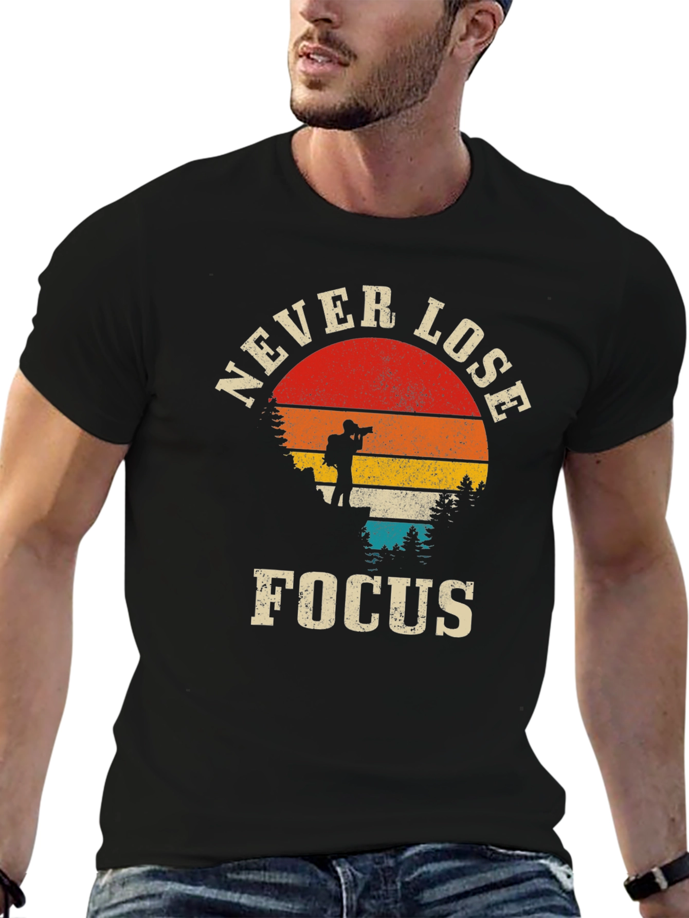 Black Never Lose Focus Photographer T-Shirt view 6