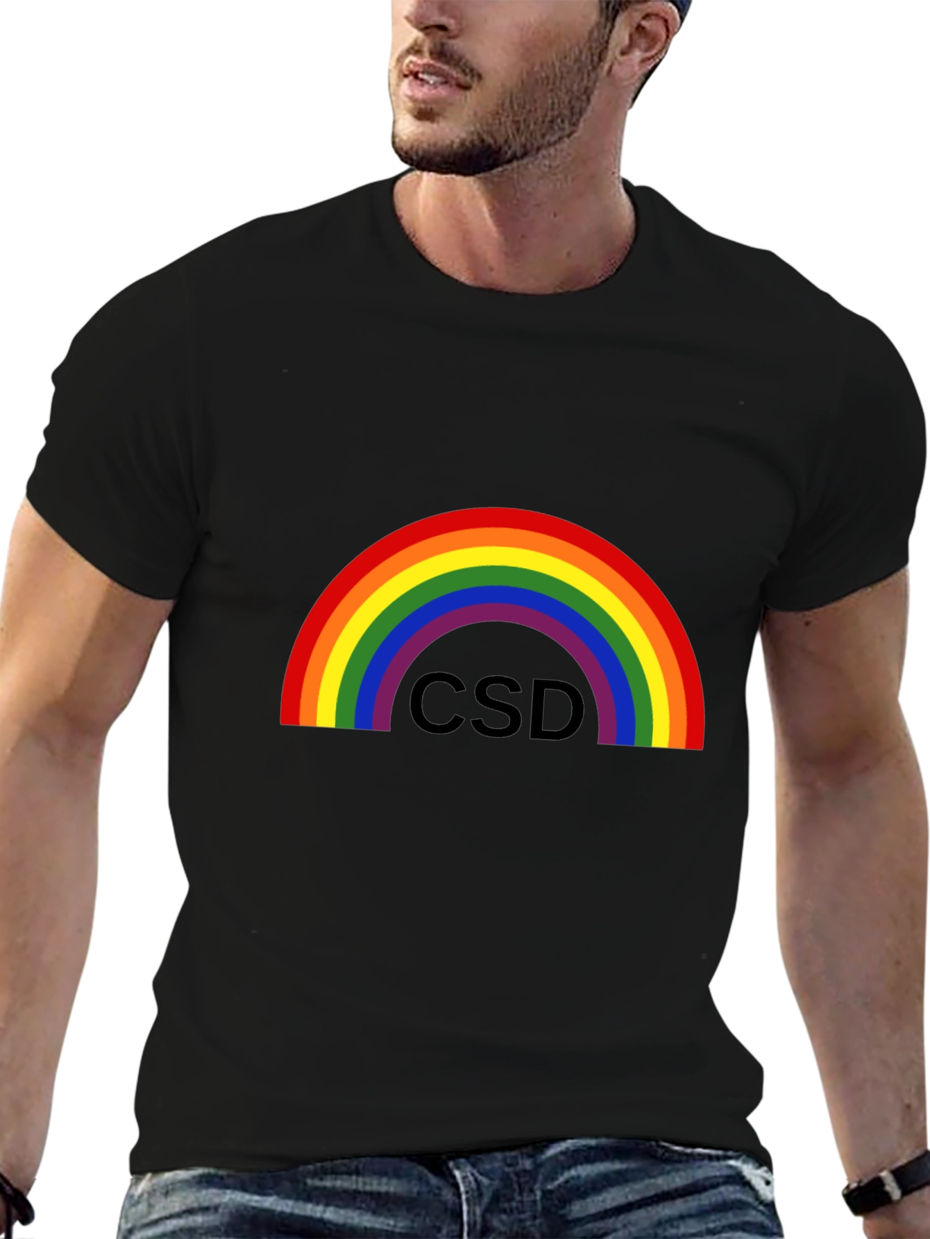 Black Rainbow CSD Pride T-Shirt - Black view 6