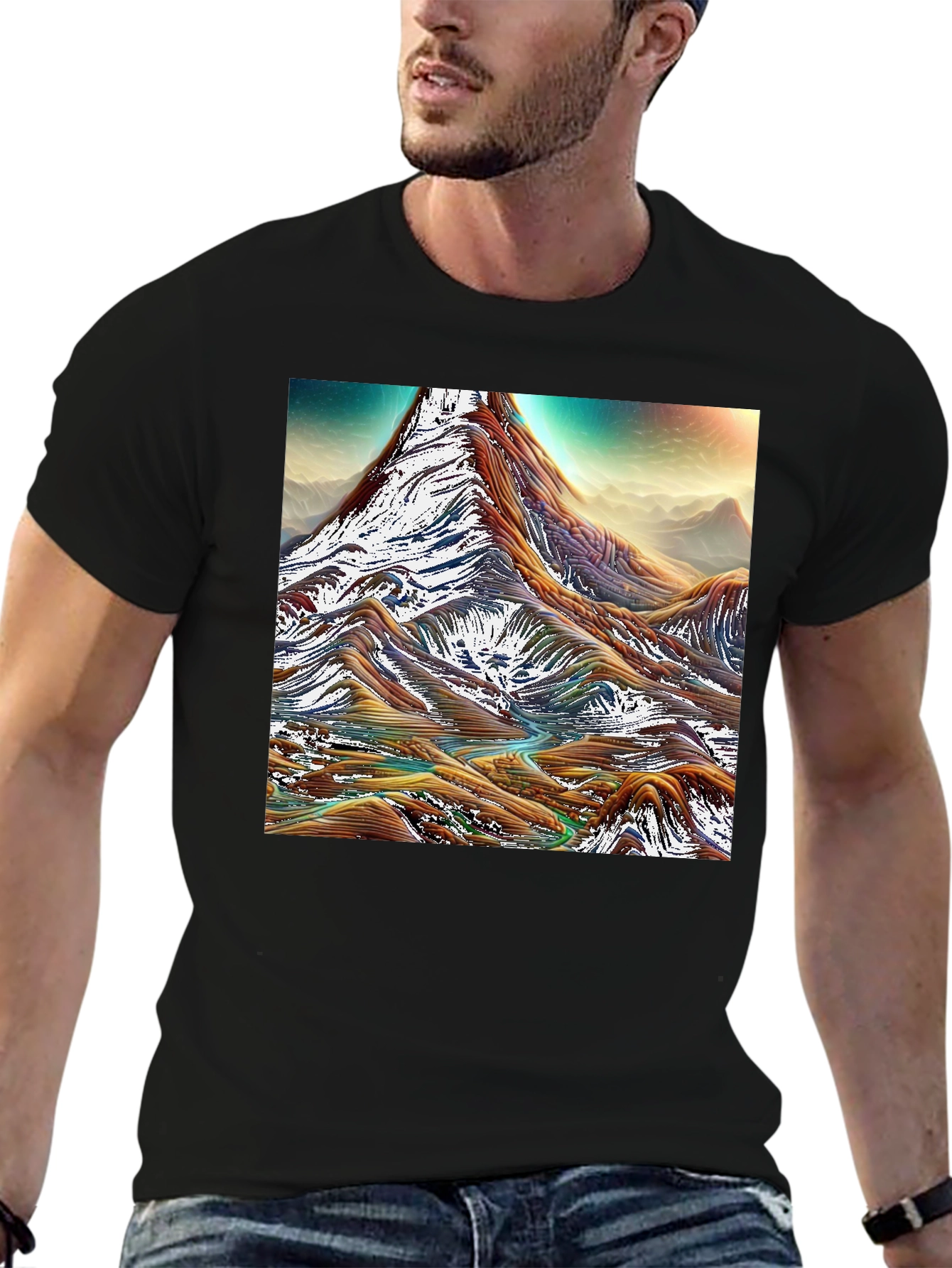 Black Mountain Range Graphic Tee - Black Cotton Comfort view 6