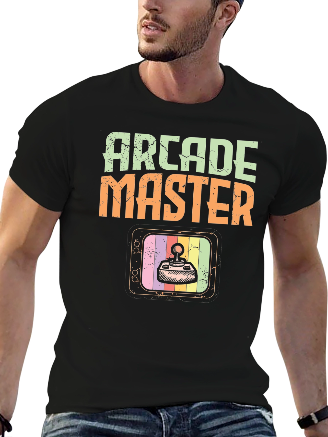 Black Arcade Master Retro Gaming T-Shirt view 6