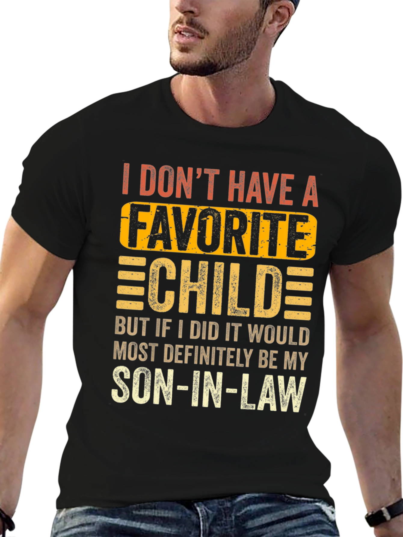 Black Funny "Son-in-Law is My Favorite Child" Black T-Shirt view 6