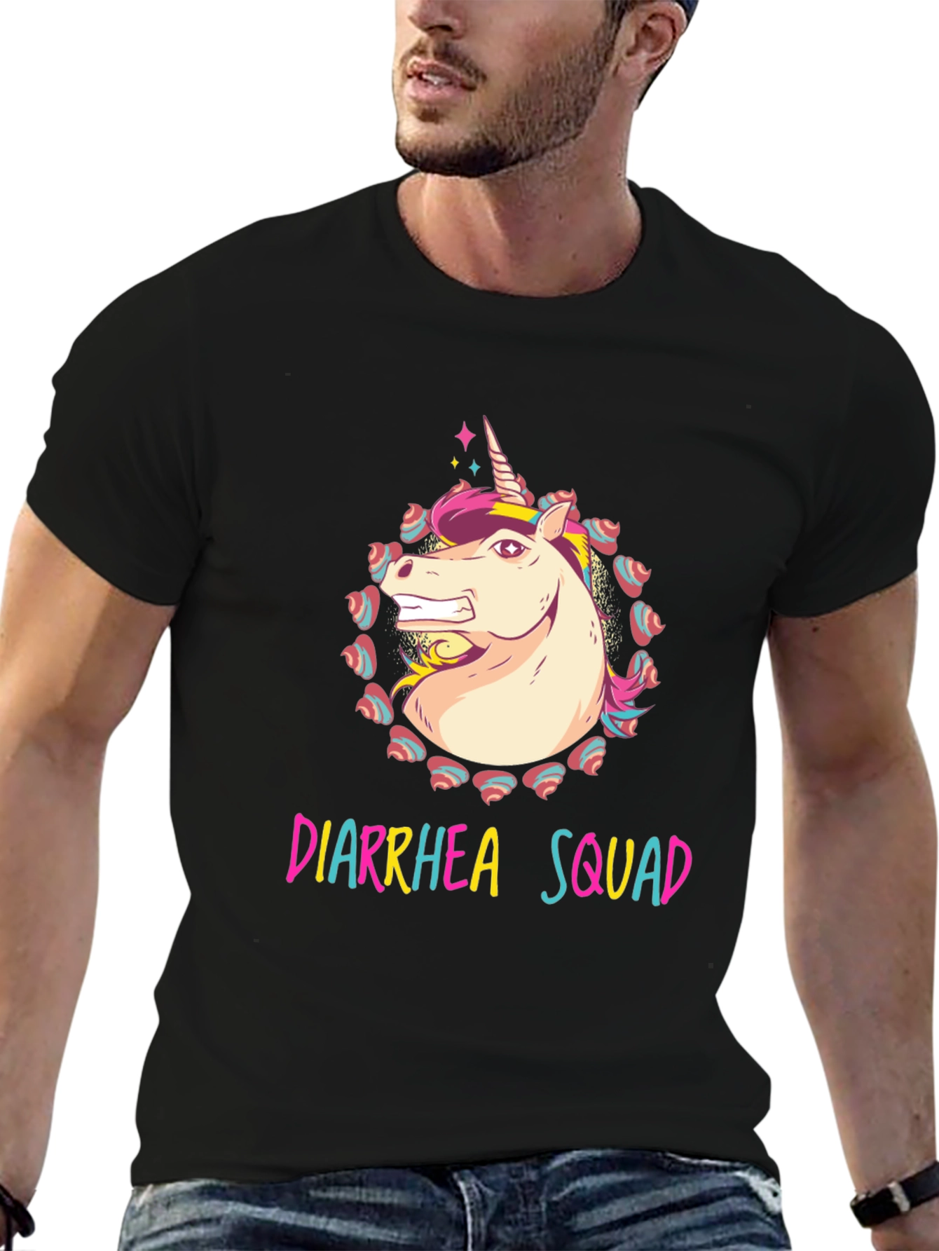 Black Diarrhea Squad Unicorn Graphic Tee view 6