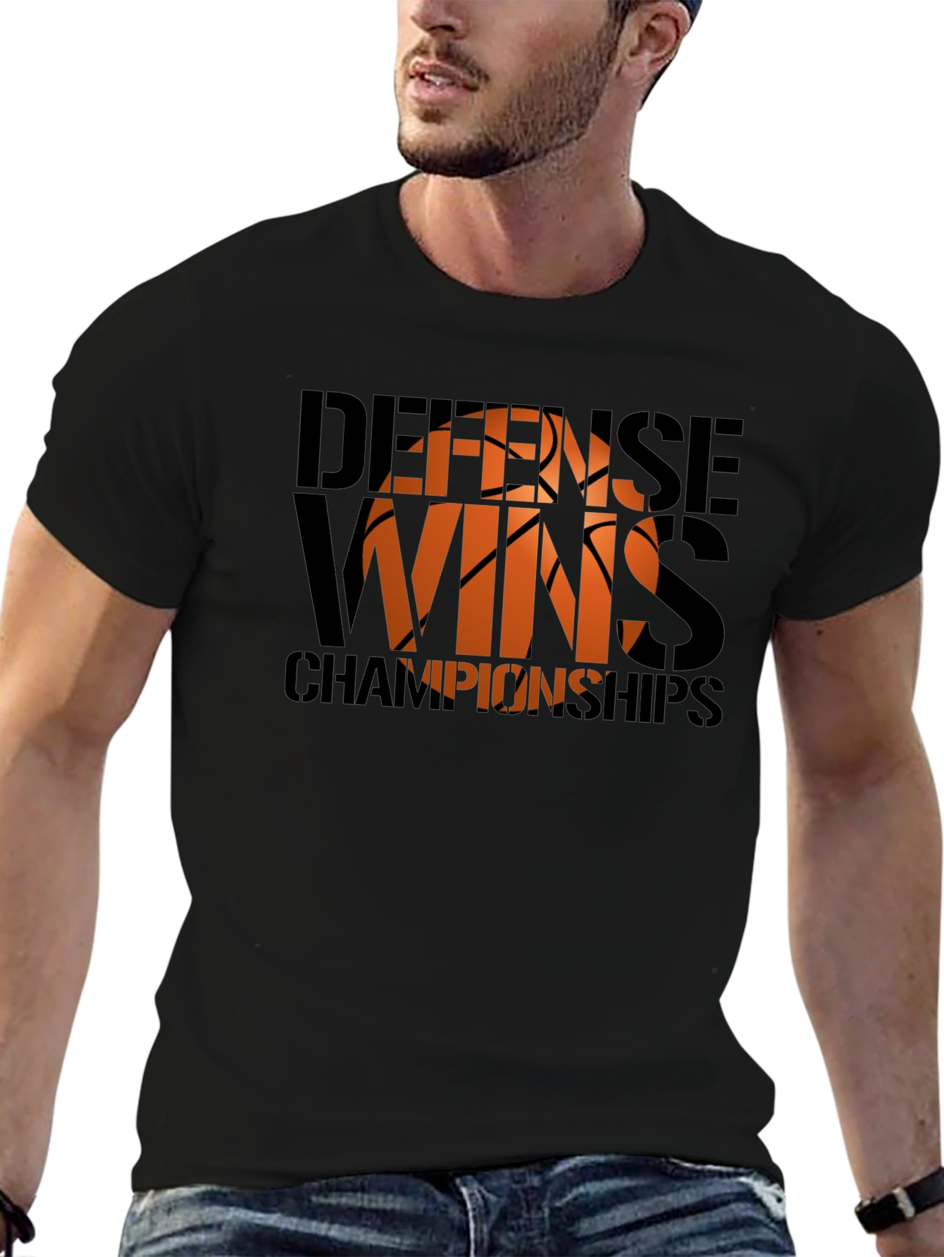 Black Defense Wins Championships Basketball Graphic Tee view 6