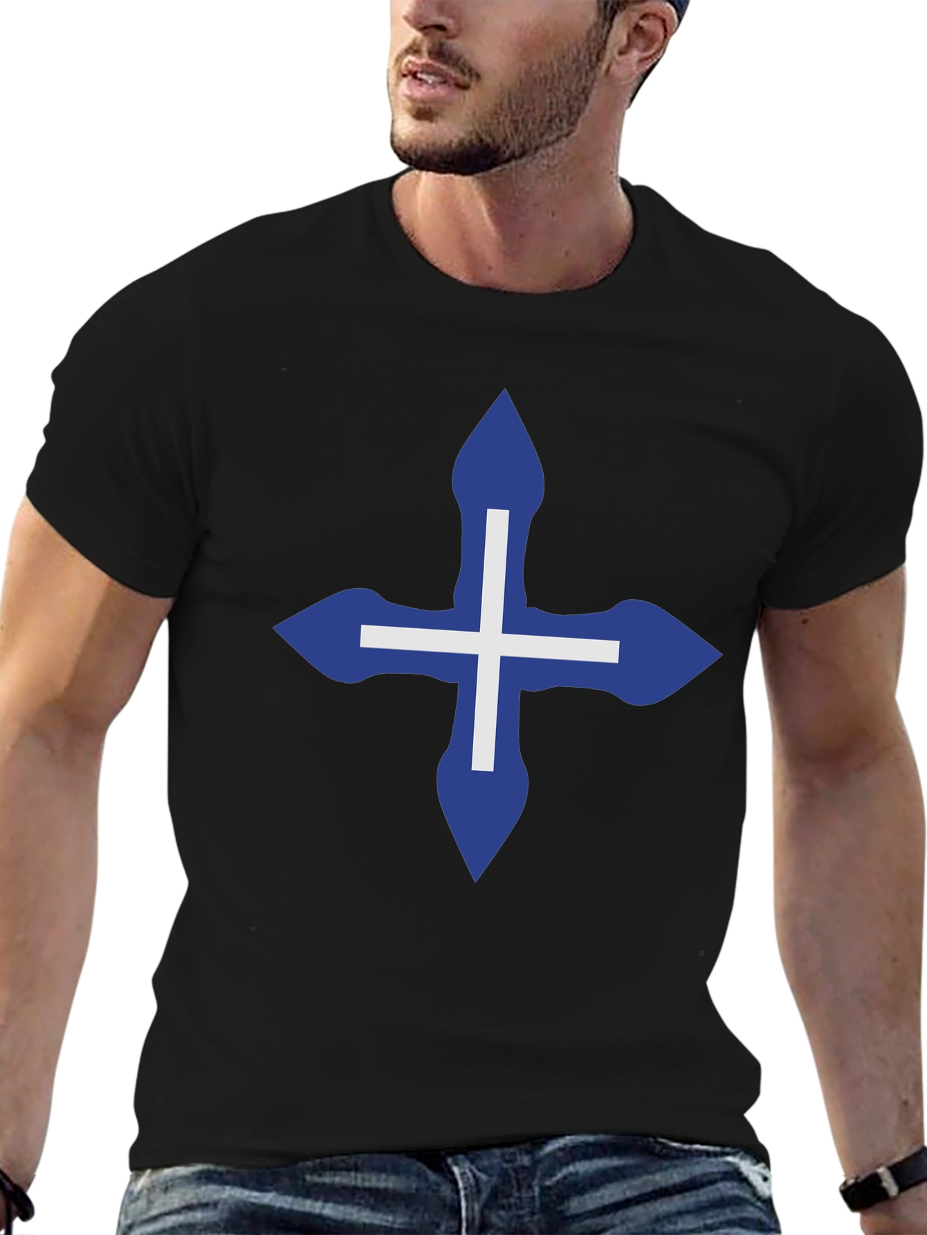 Black Cross Design Black T-Shirt - Stylish & Unique view 6