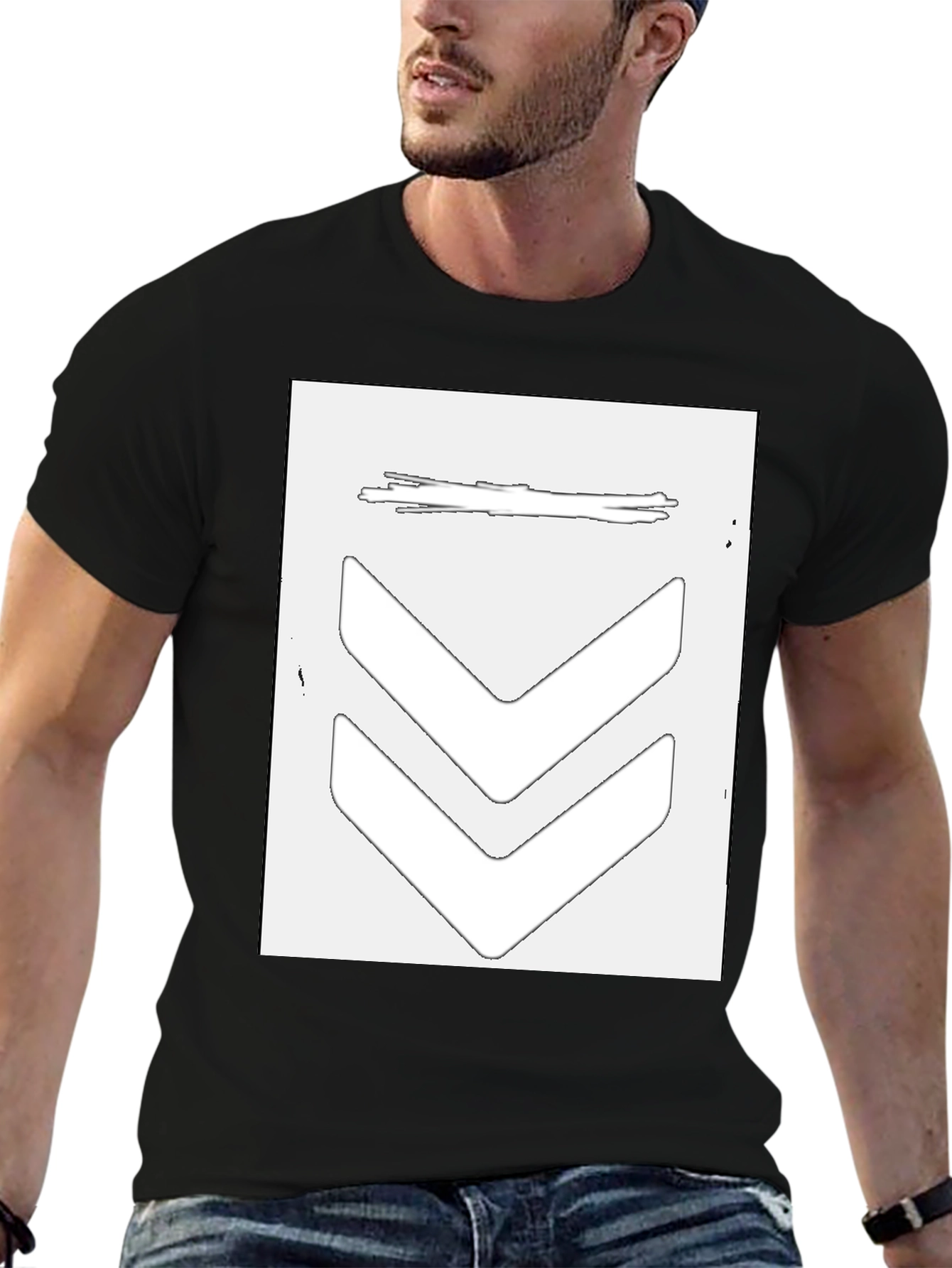 Black Stylish Black Graphic Tee - Arrow Design view 6
