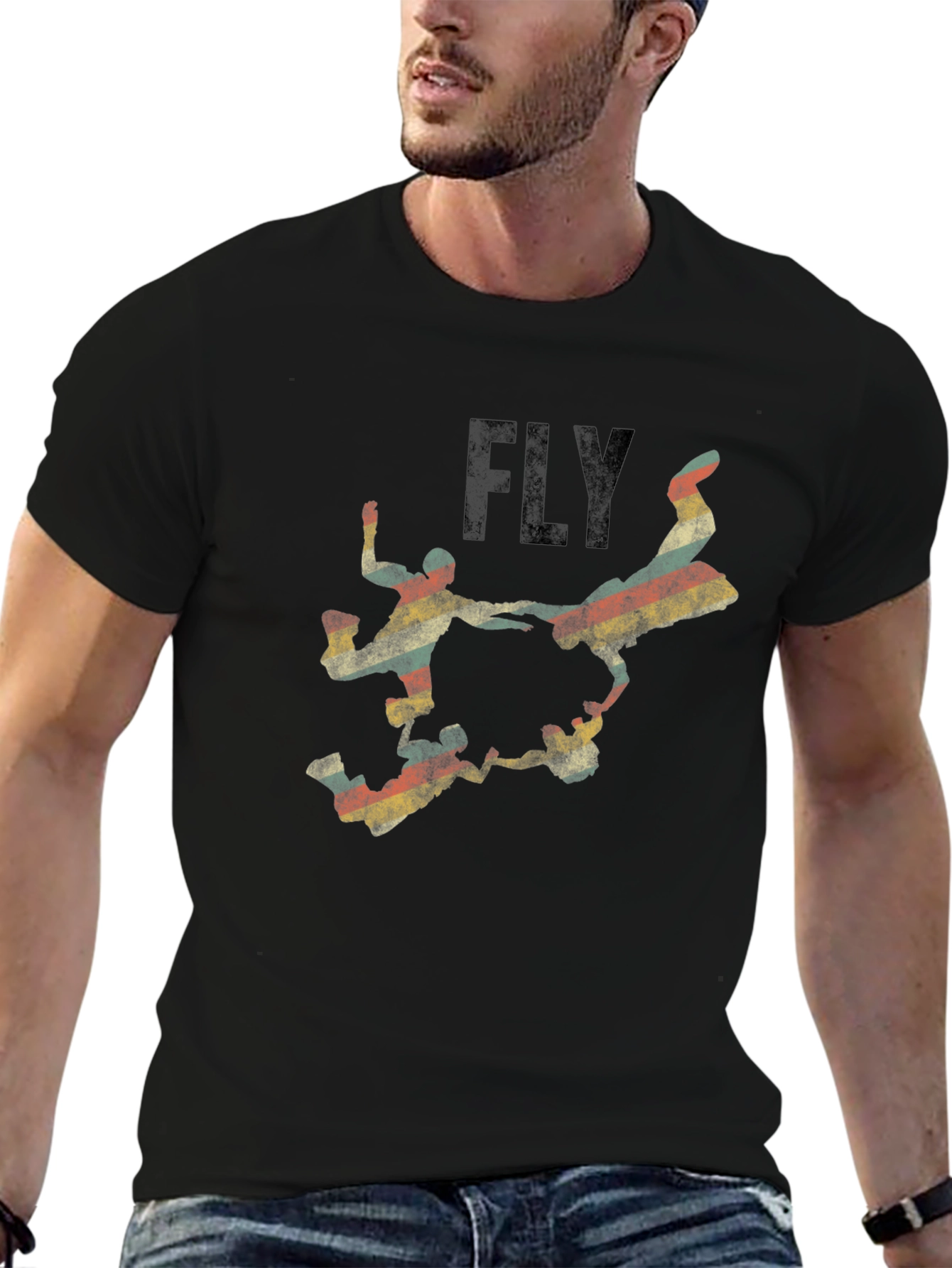 Black Vintage Skydive Graphic Black T-Shirt view 6