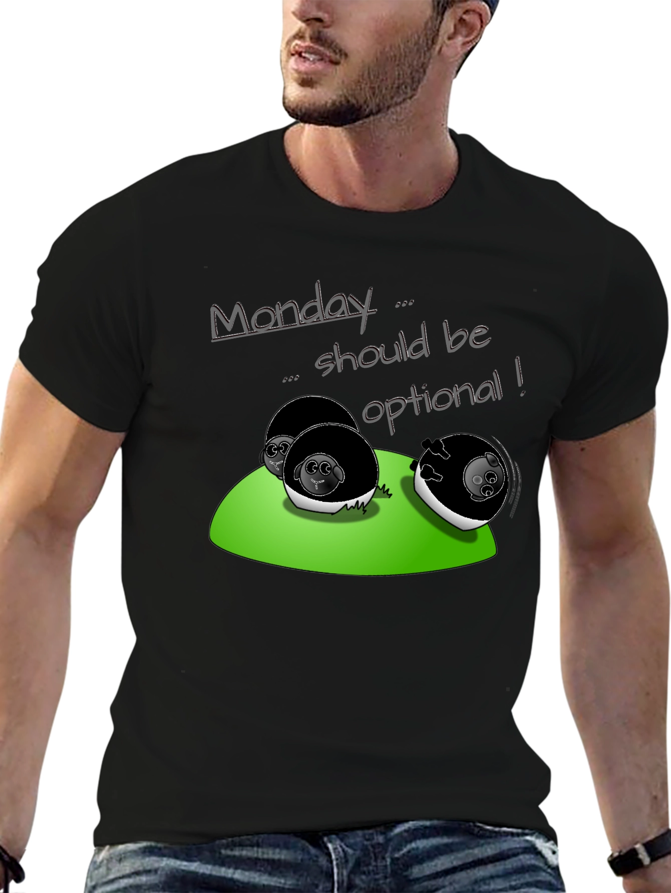 Black Monday Should Be Optional T-Shirt - Fun & Casual Tee view 6