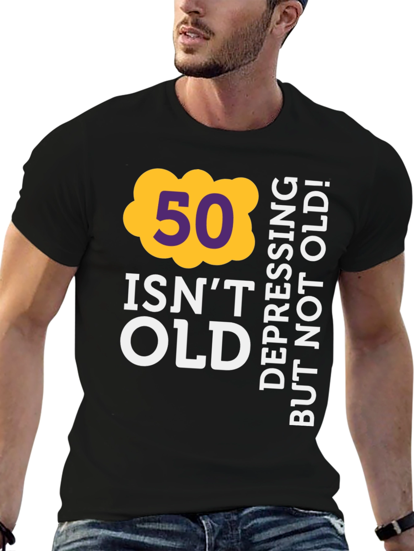 Black Funny 50th Birthday T-Shirt - Not Old! view 6