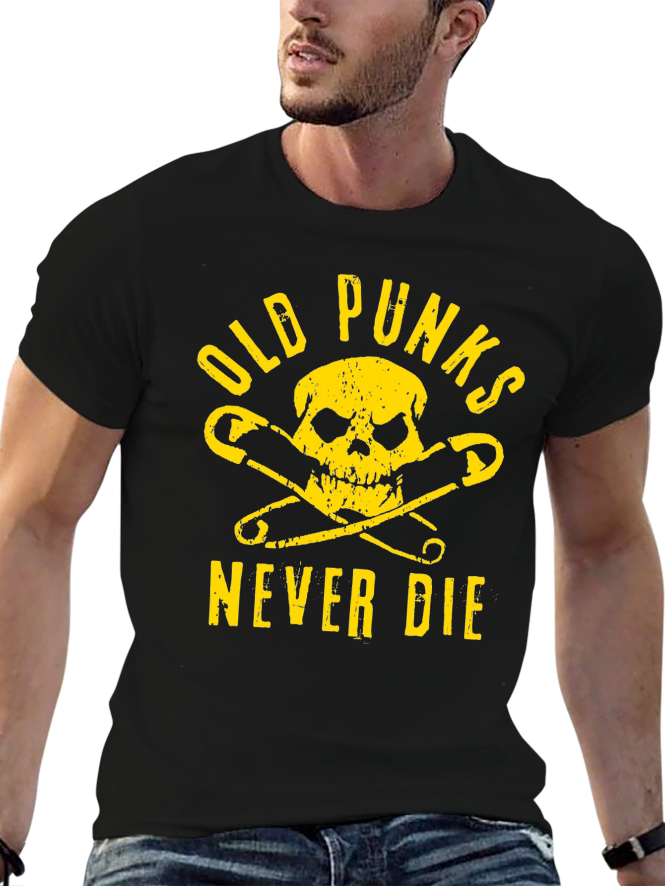 Black Old Punks Never Die T-Shirt view 6