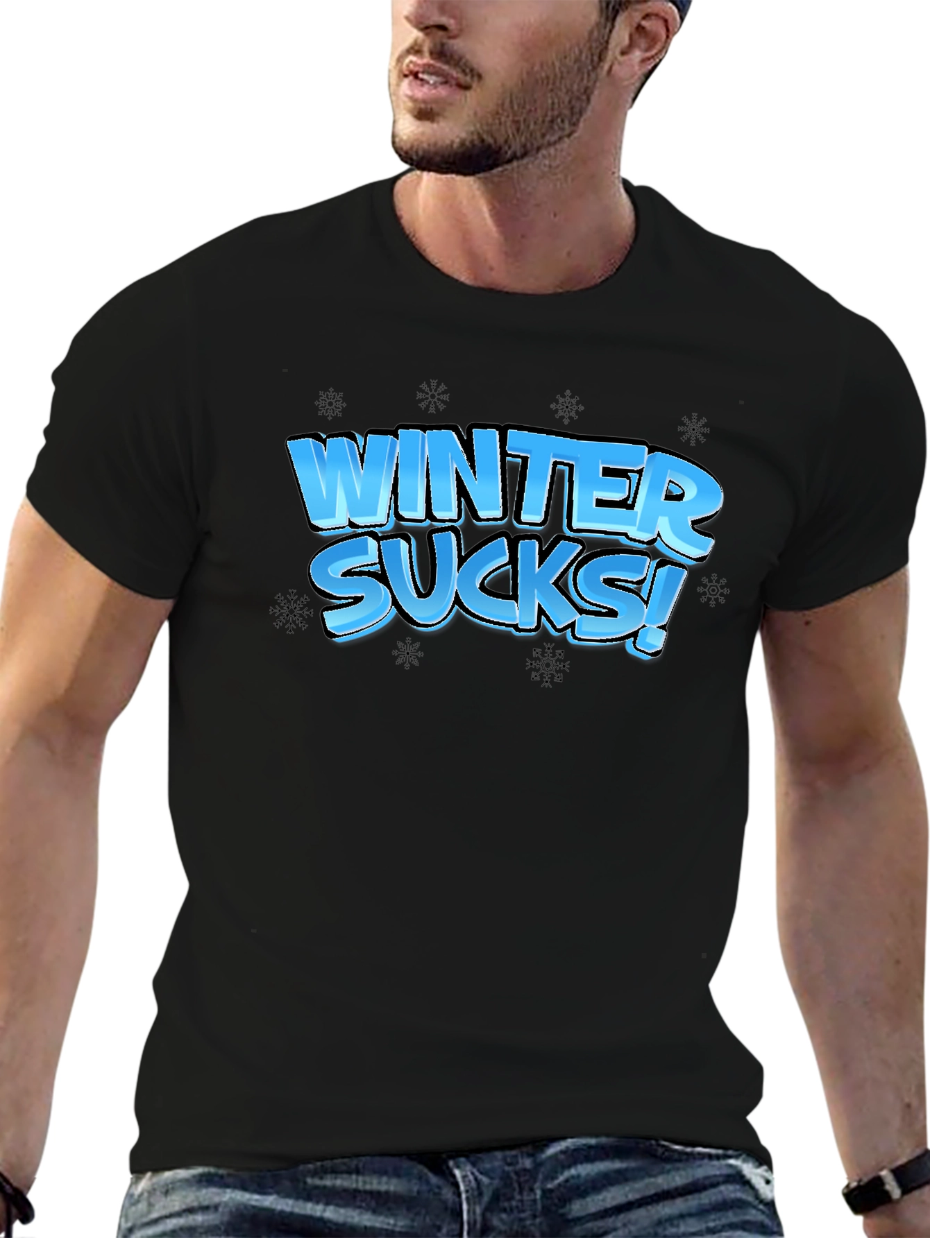 Black Winter Sucks Black T-Shirt view 6