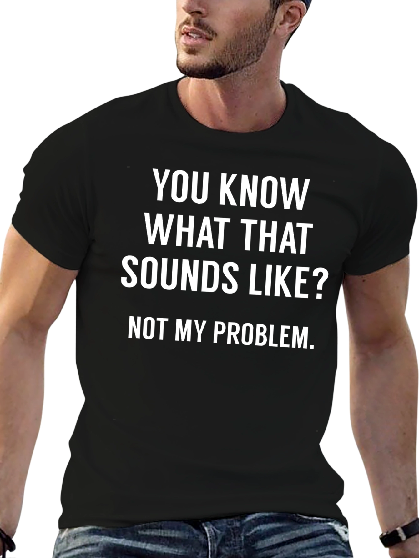 Black Funny "Not My Problem" Graphic T-Shirt view 6
