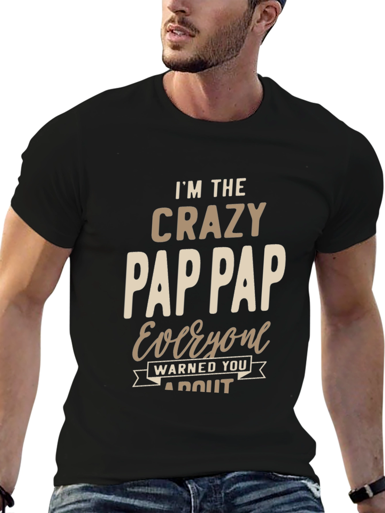 Black Crazy Pap Pap T-Shirt Funny Grandfather Tee view 6