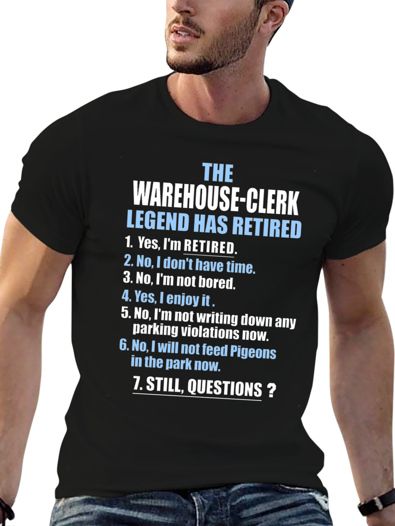 Black Retired Warehouse Clerk Legend T-Shirt view 6