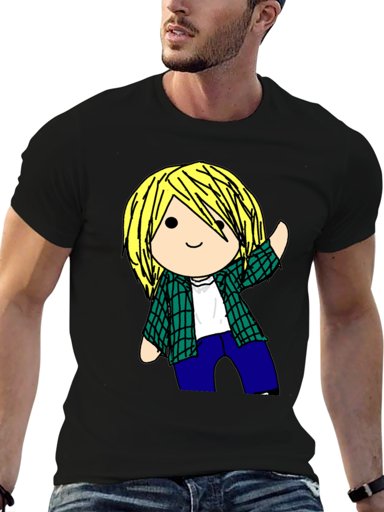 Black Cartoon Character Black T-Shirt view 6
