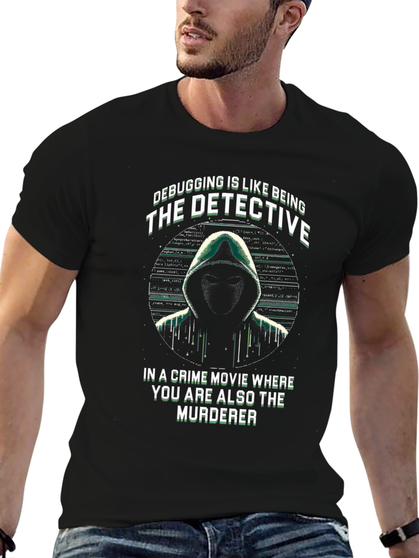 Black Debugging Detective T-Shirt - Programmer Humor Tee view 6