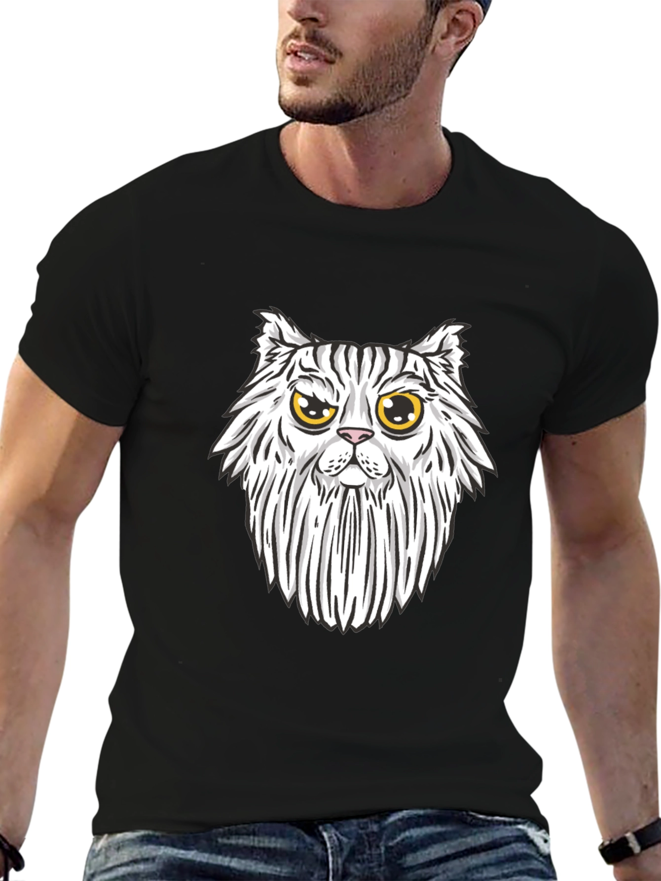 Black Cool Cat Graphic Tee - Men's Black T-Shirt view 6