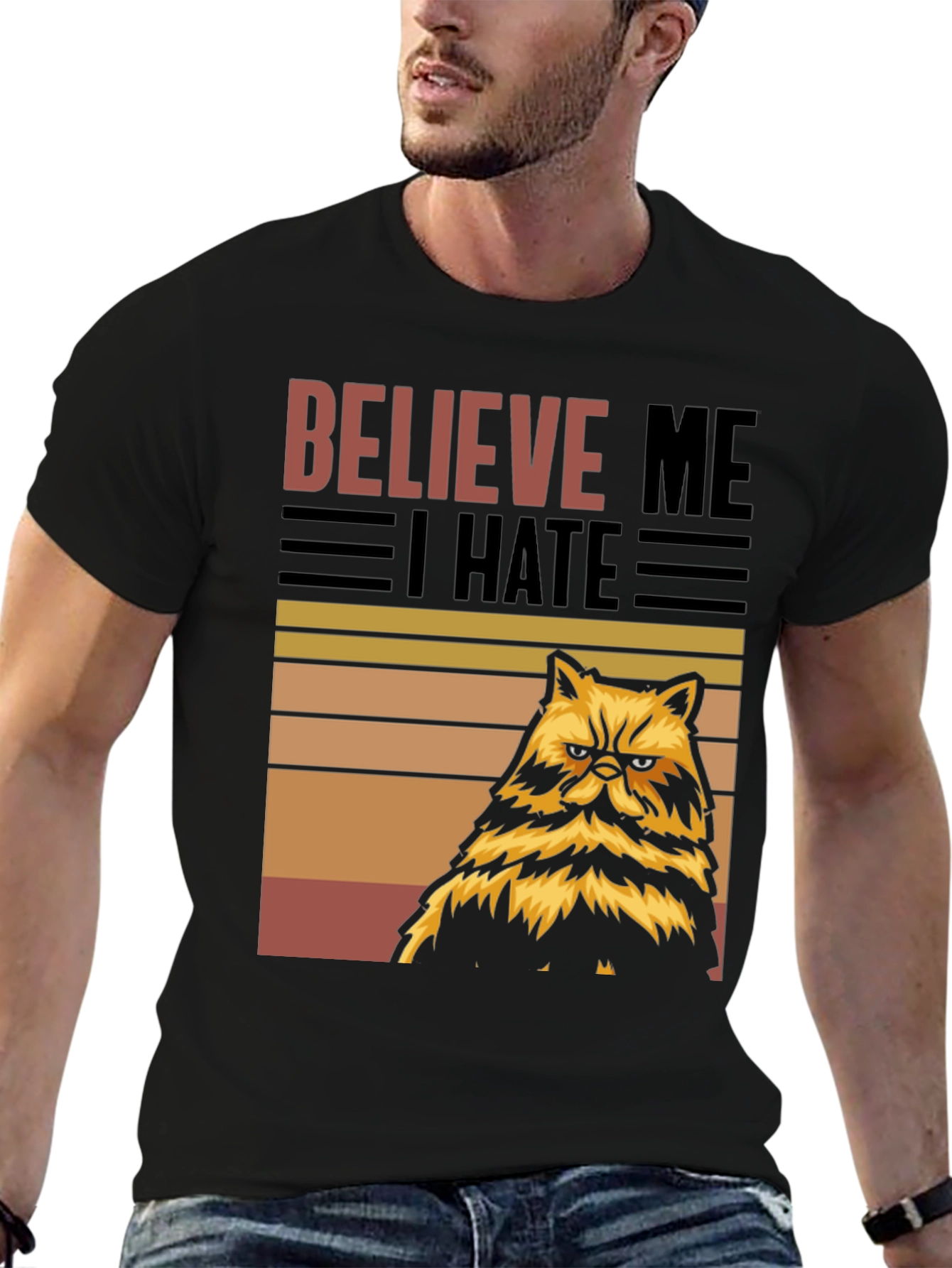 Black Believe Me I Hate Grumpy Cat T-Shirt view 6