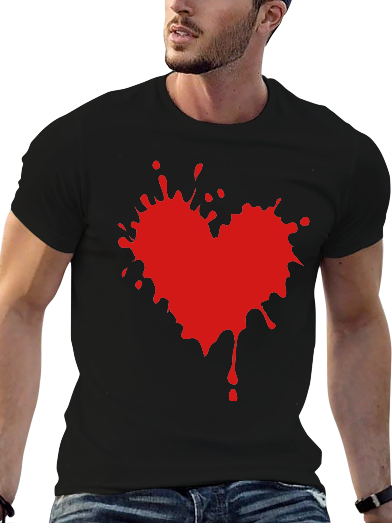 Black Heart Splatter Graphic Tee - Black T-Shirt view 6