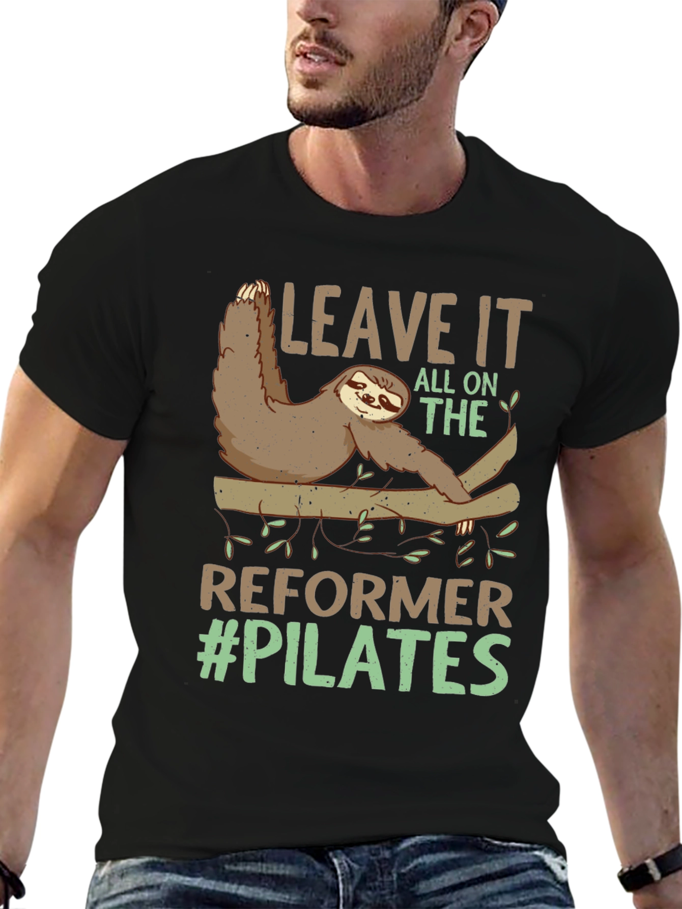 Black Sloth Pilates T-Shirt - Reformer Funny Workout Tee view 6
