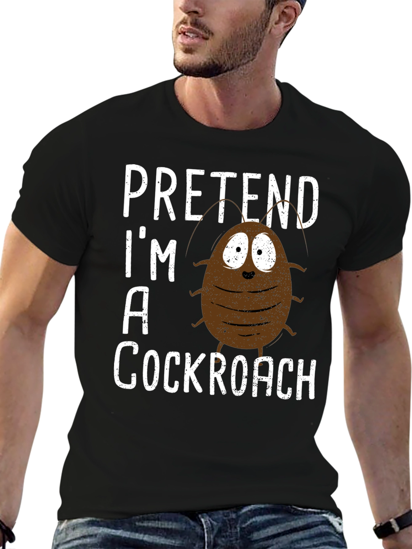Black Pretend I'm A Cockroach Graphic Tee view 6