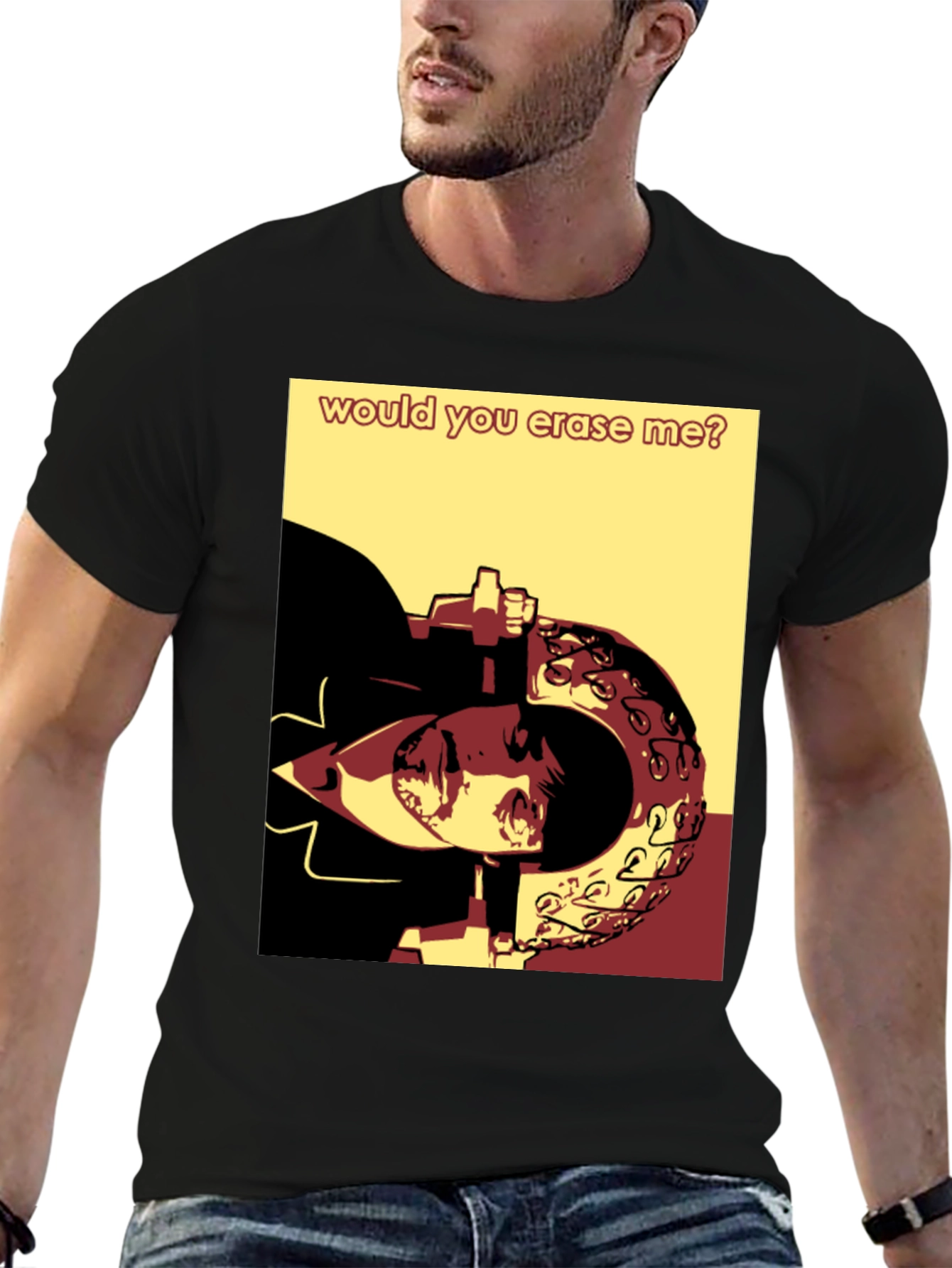 Black Would You Erase Me Graphic Tee view 6