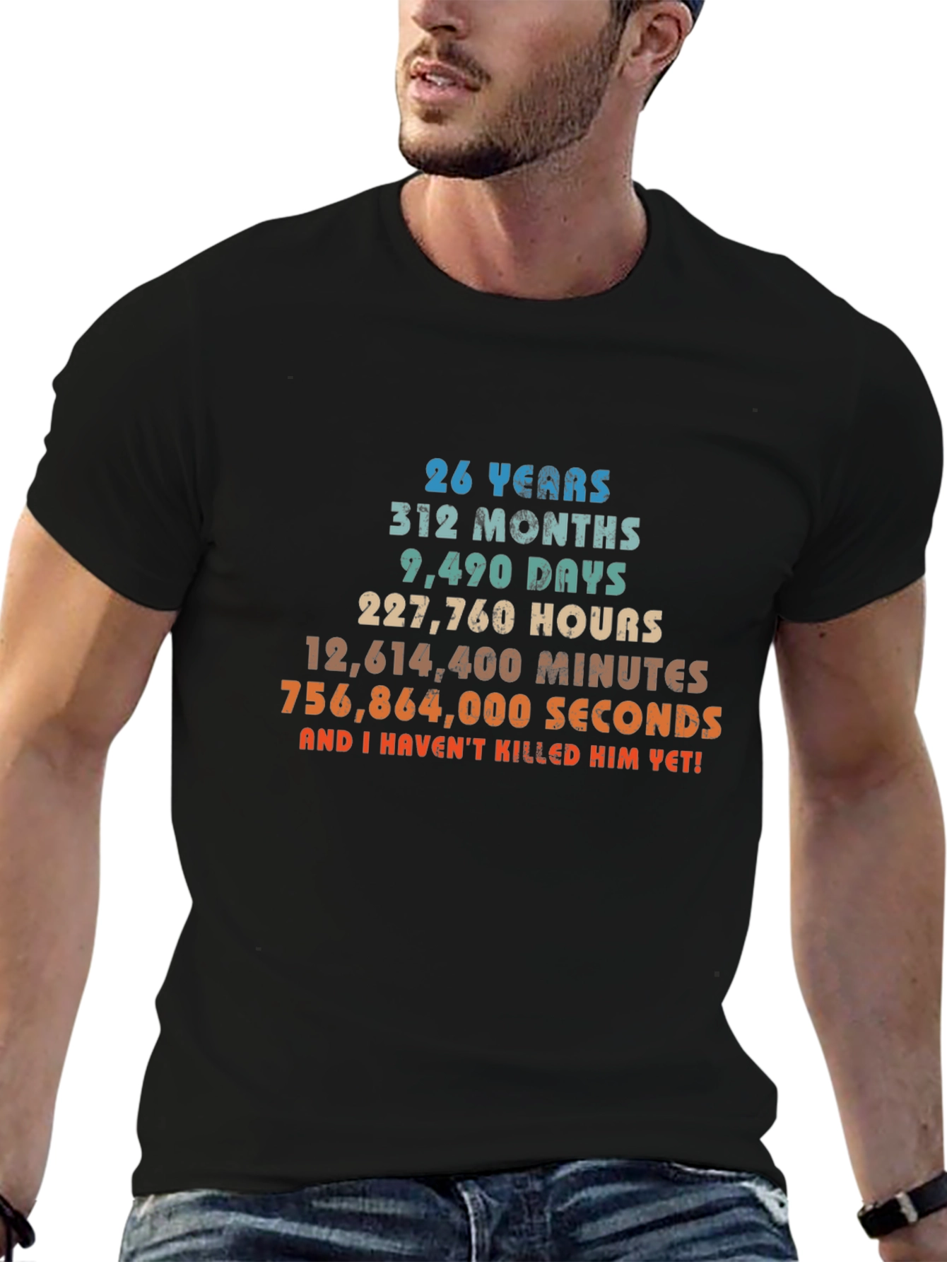 26 Years Anniversary Humor Black T-Shirt - 6