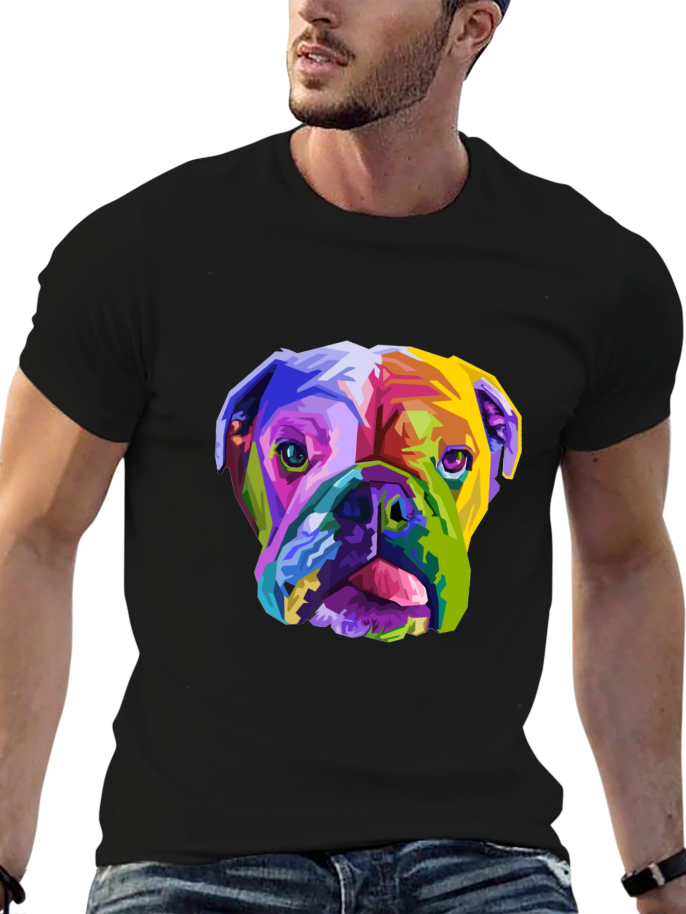 Black Colorful Dog Graphic T-Shirt - Stylish Pet Lover Tee view 6