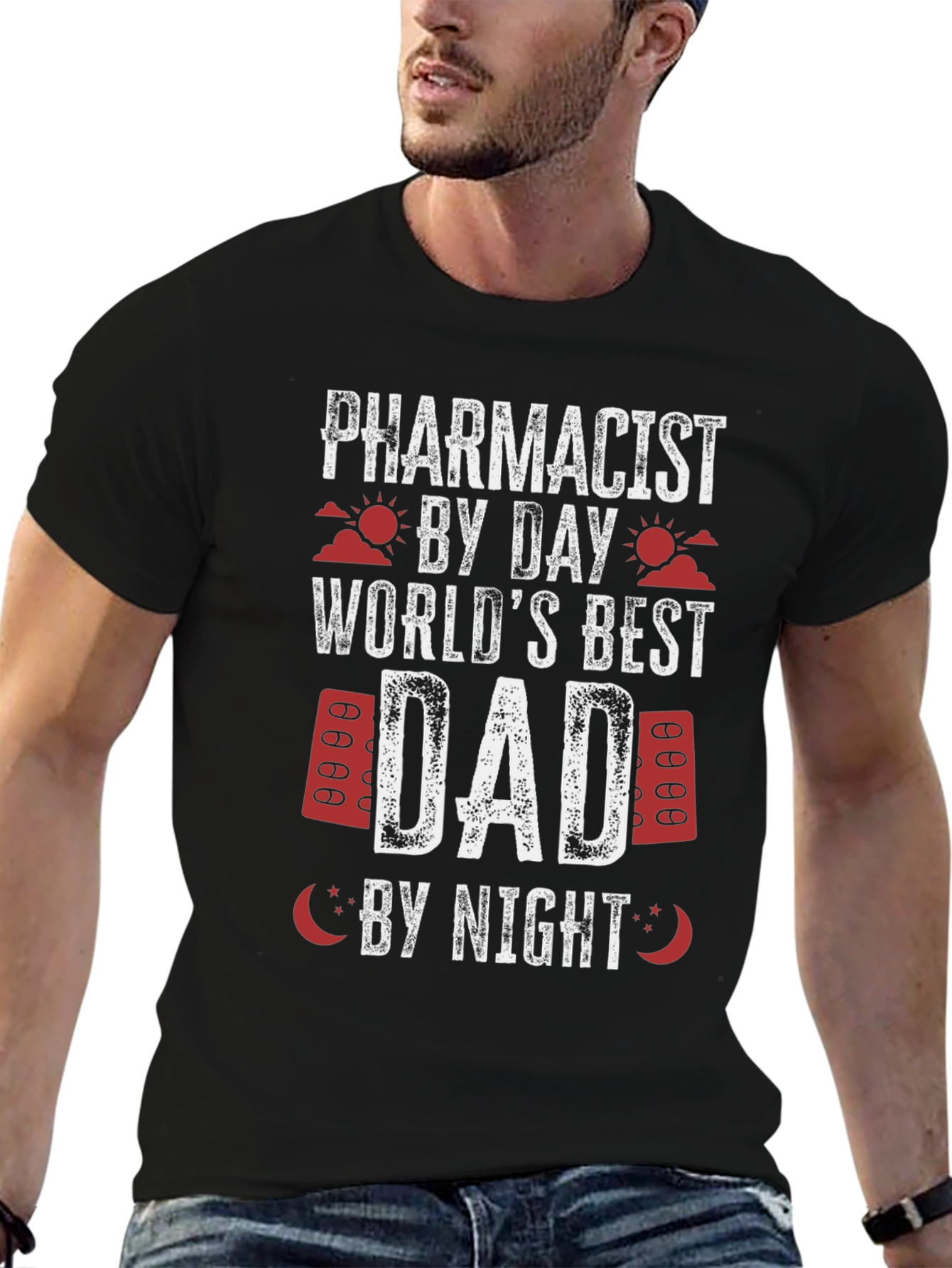 Black Pharmacist Dad T-Shirt - Best Dad Ever view 6