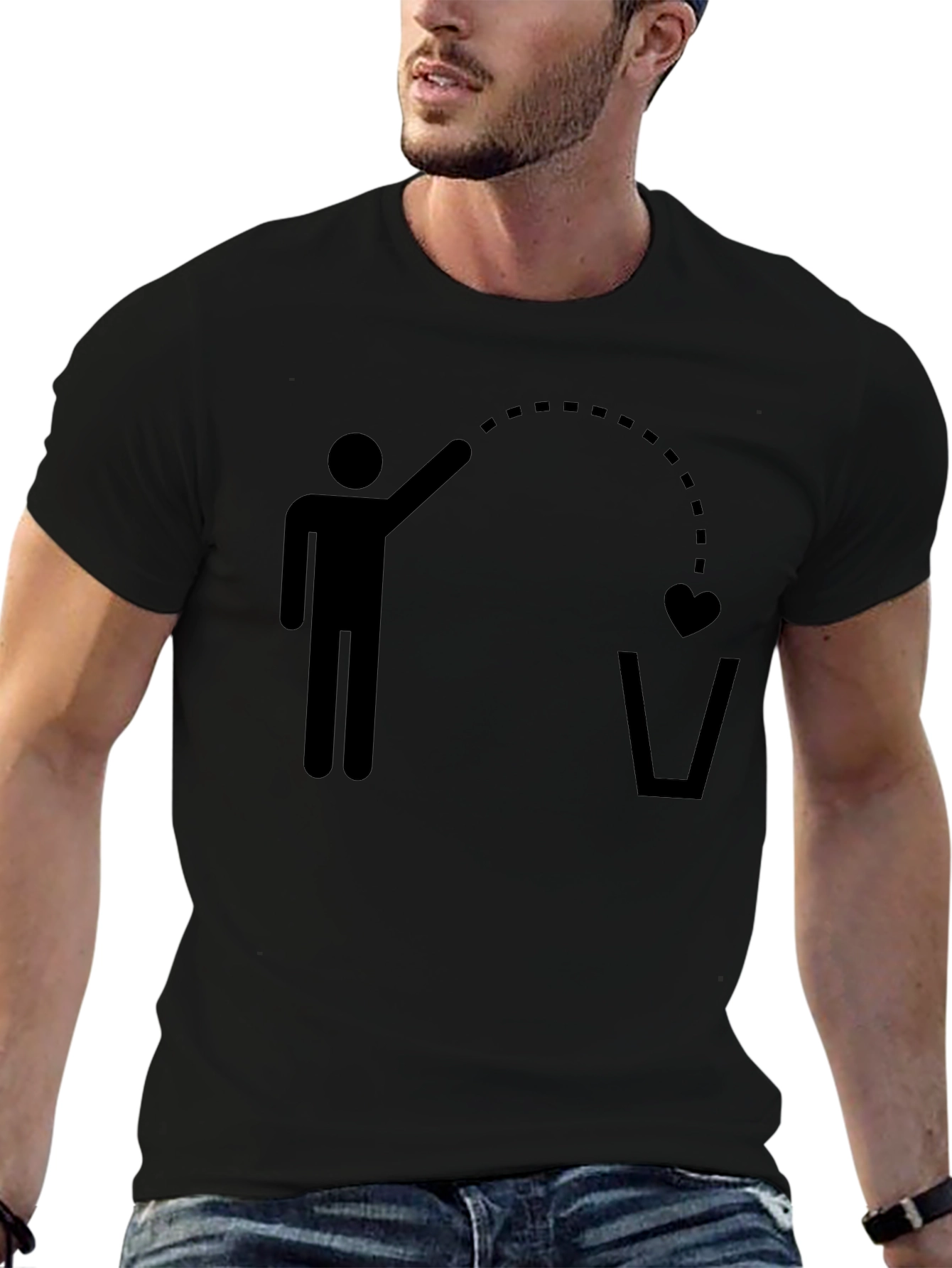 Black Heartbreak Toss T-Shirt - Funny Graphic Tee view 6