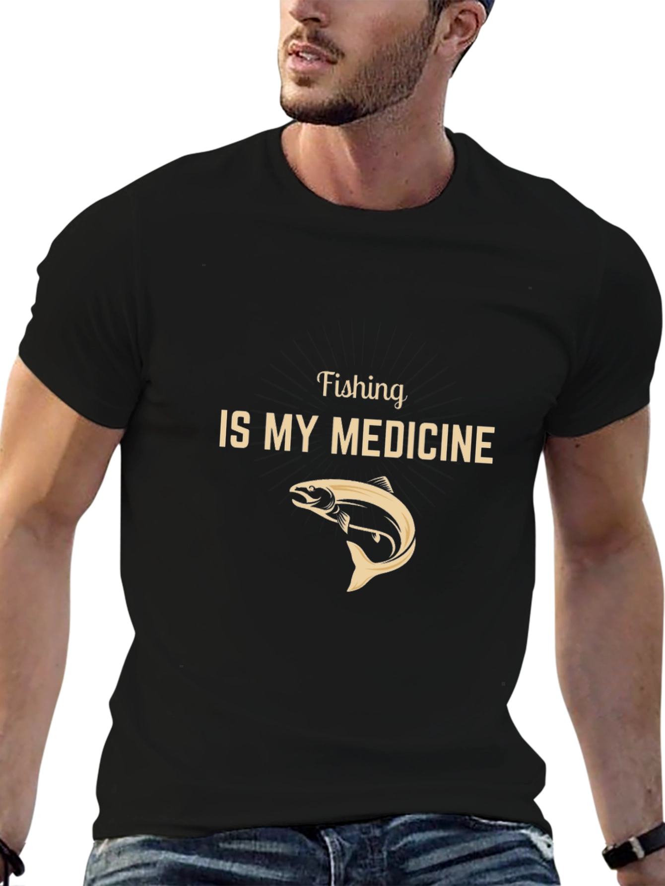 Black Fishing is My Medicine Black Graphic Tee view 6