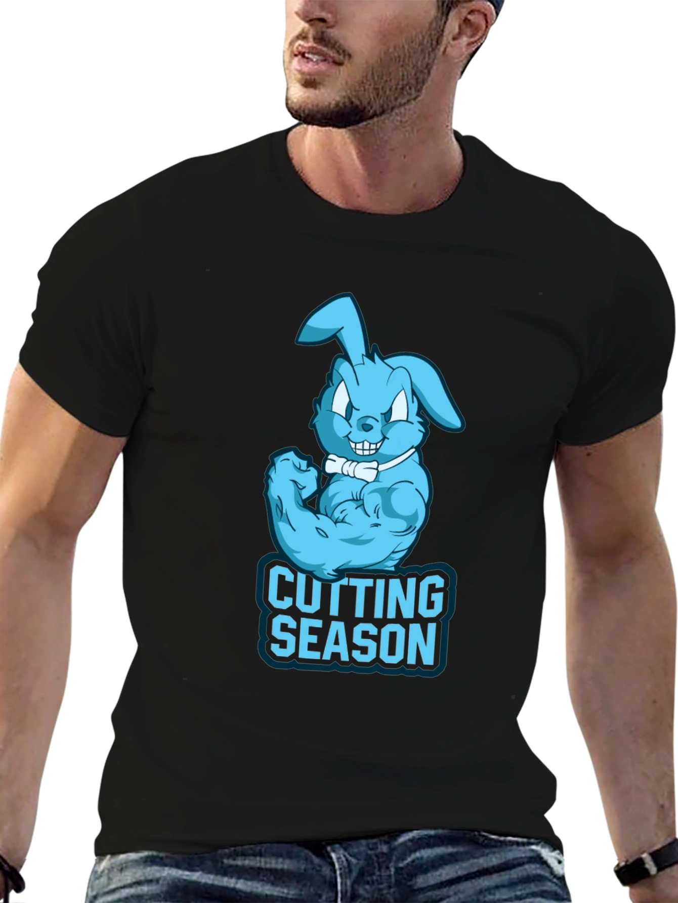 Black Cutting Season Bunny T-Shirt - Gym Apparel view 6
