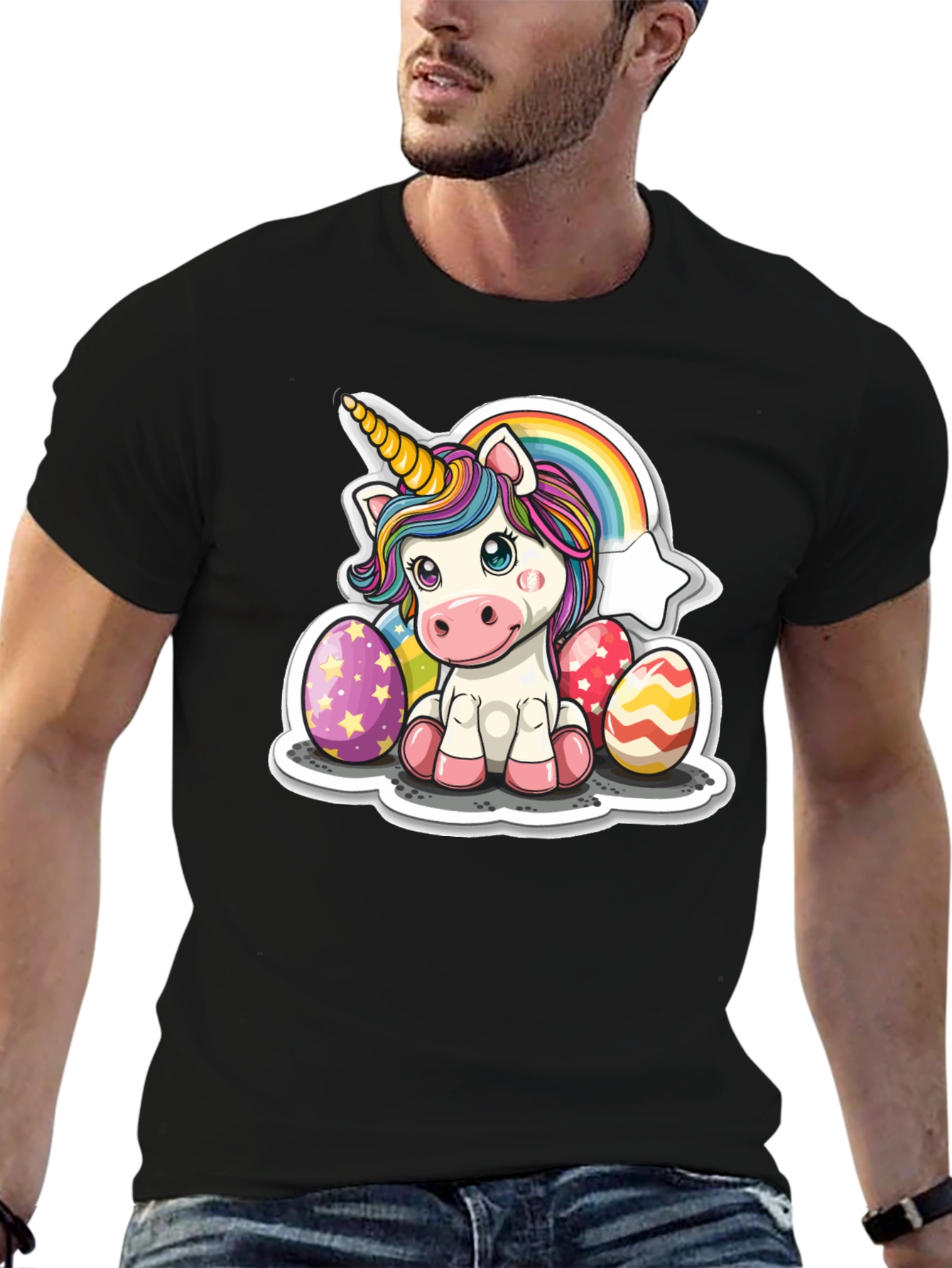Black Unicorn Easter Egg T-Shirt view 6