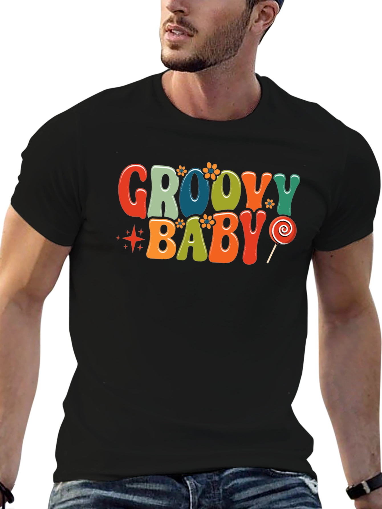 Black Groovy Baby Retro T-Shirt view 6