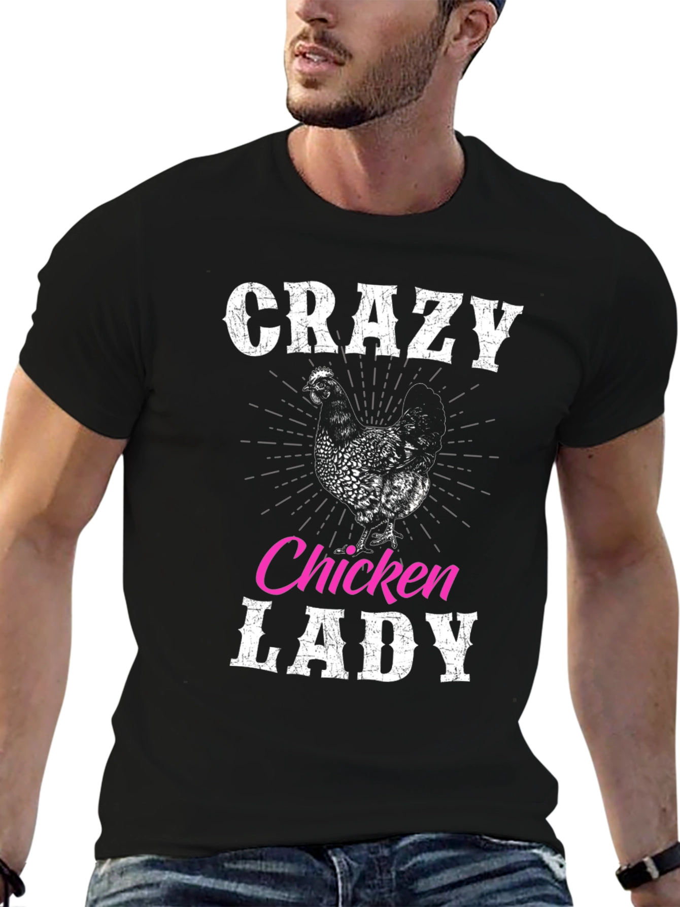 Black Crazy Chicken Lady Graphic T-Shirt view 6