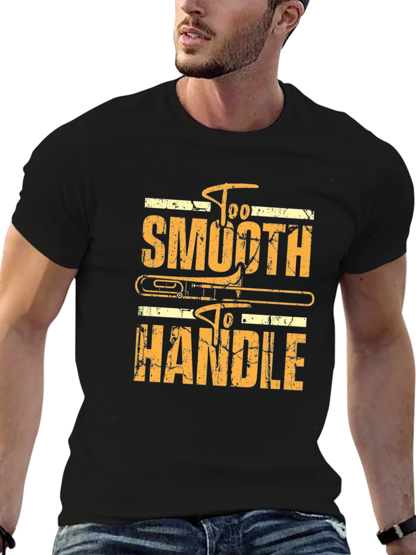 Black Too Smooth To Handle Trombone Black T-Shirt view 6