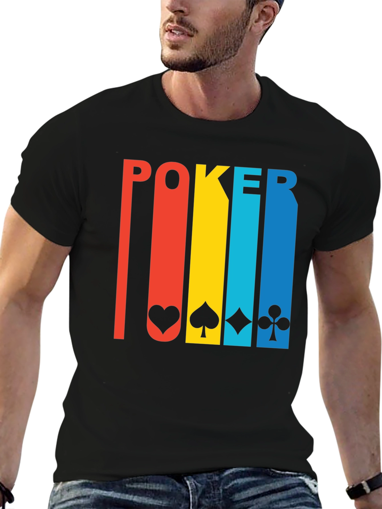 Black Poker Card Suits Graphic Tee - Lucky Shirt view 6