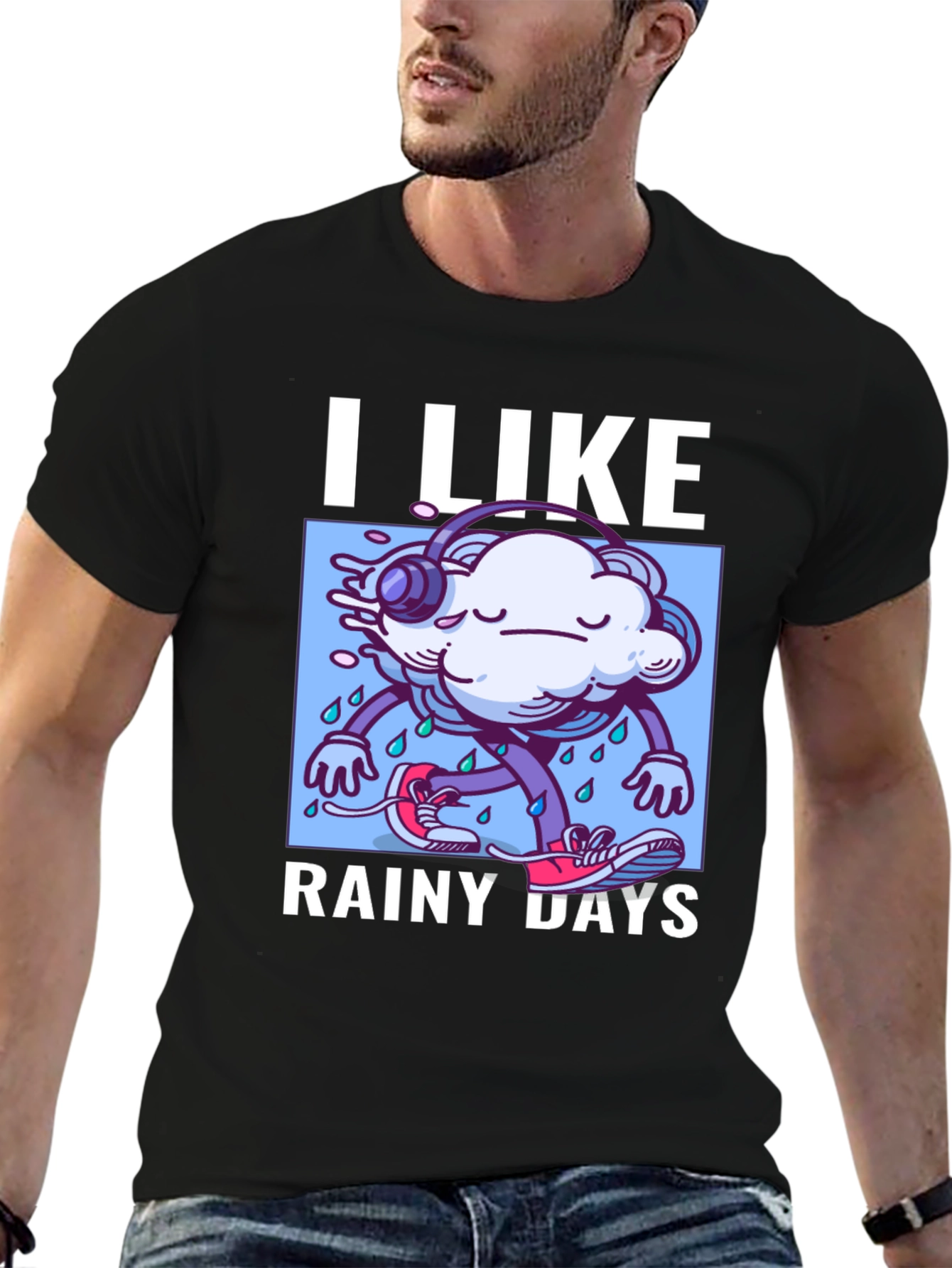 Black I Like Rainy Days Graphic T-Shirt view 6